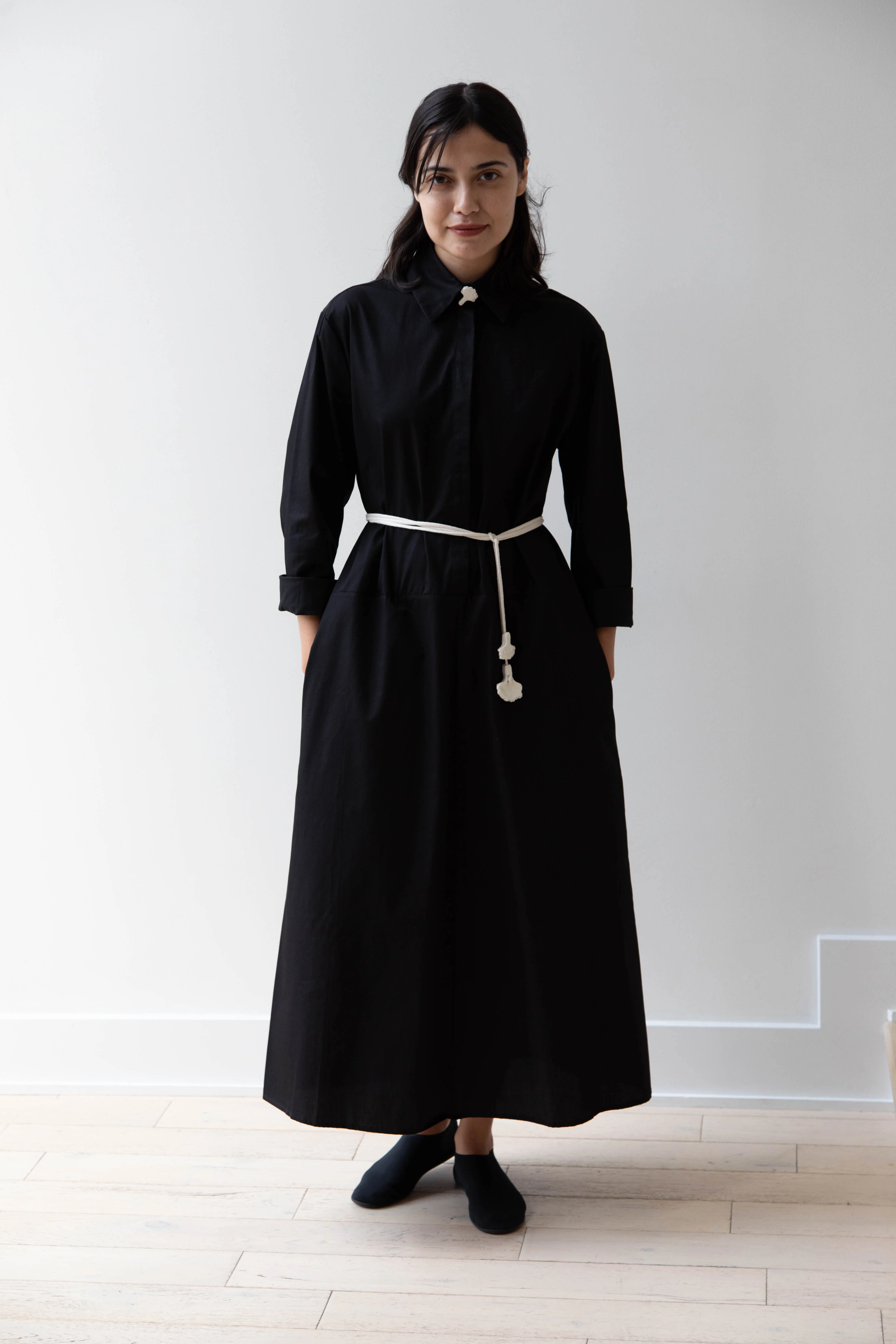 Delegan | Dress With Parcel Button in Black - Image 44