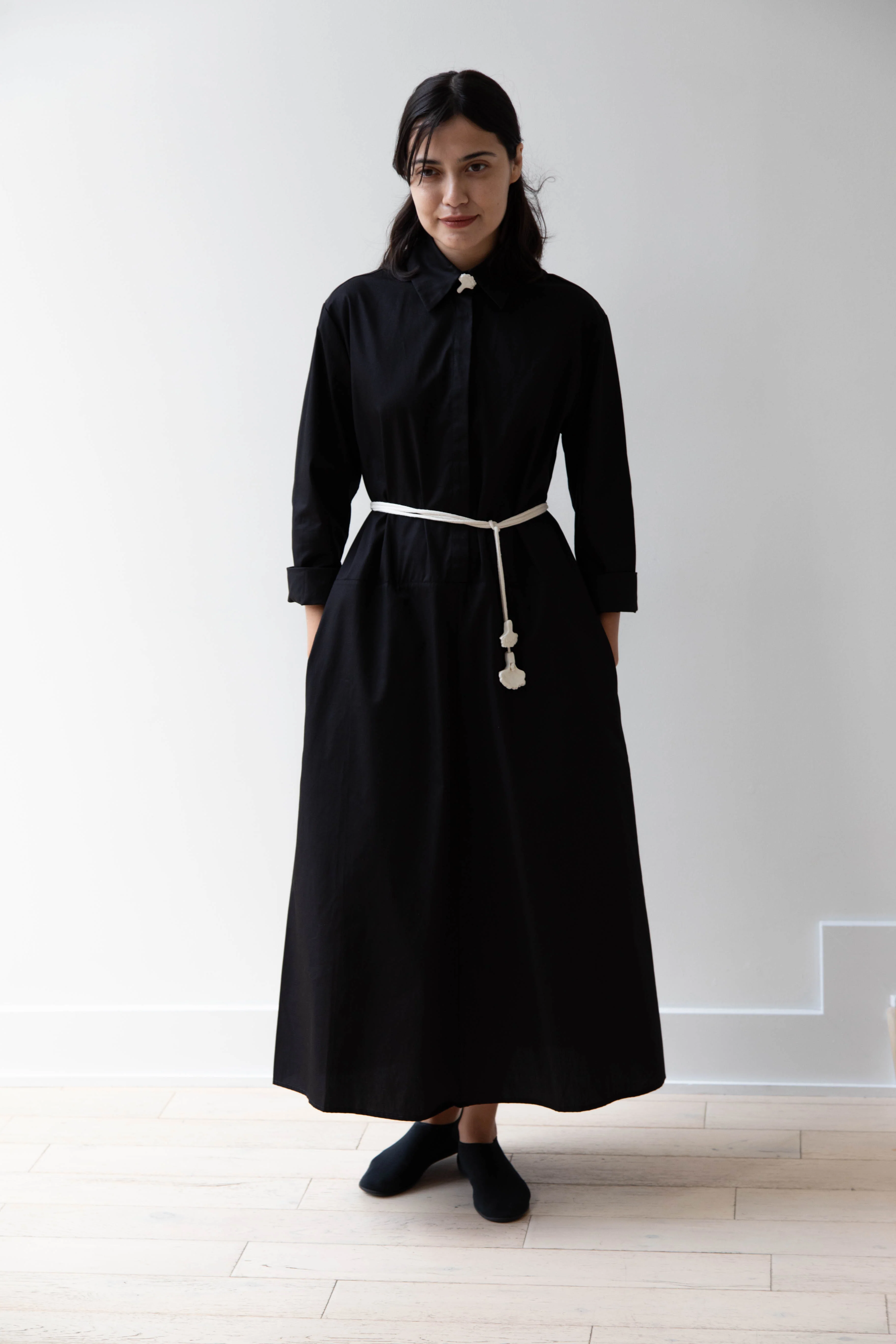 Delegan | Dress With Parcel Button in Black - Image 45