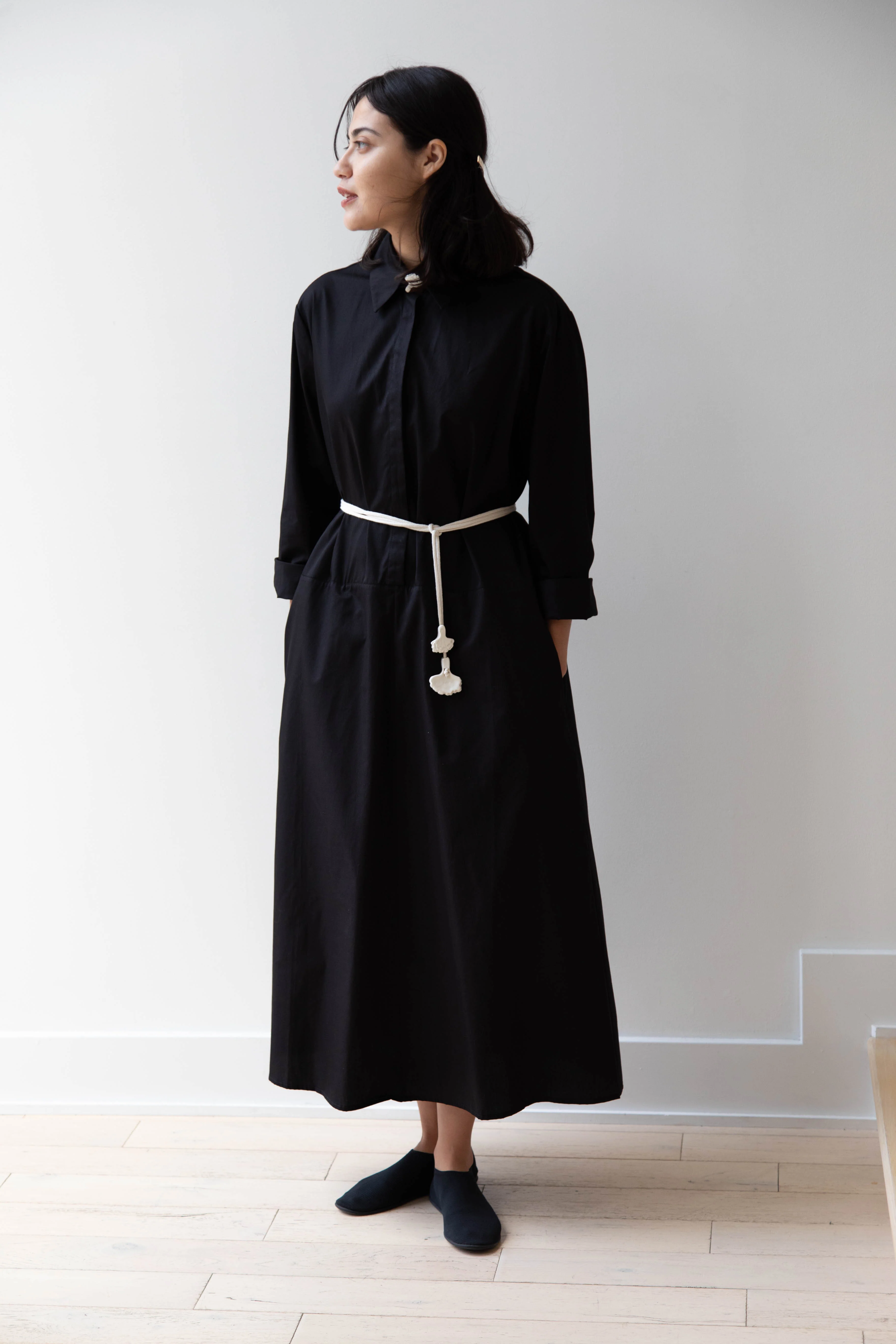 Delegan | Dress With Parcel Button in Black - Image 46