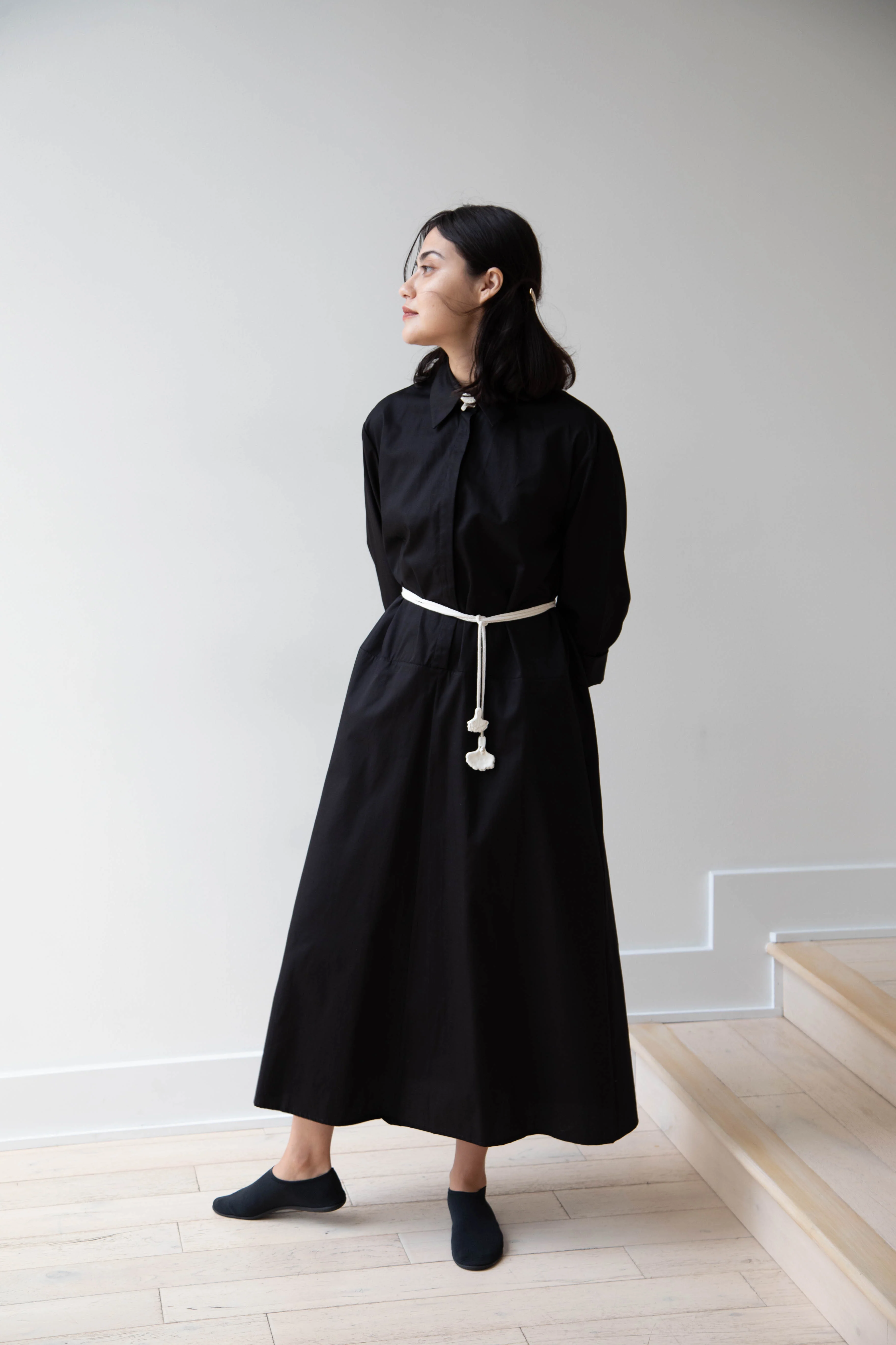 Delegan | Dress With Parcel Button in Black - Image 47