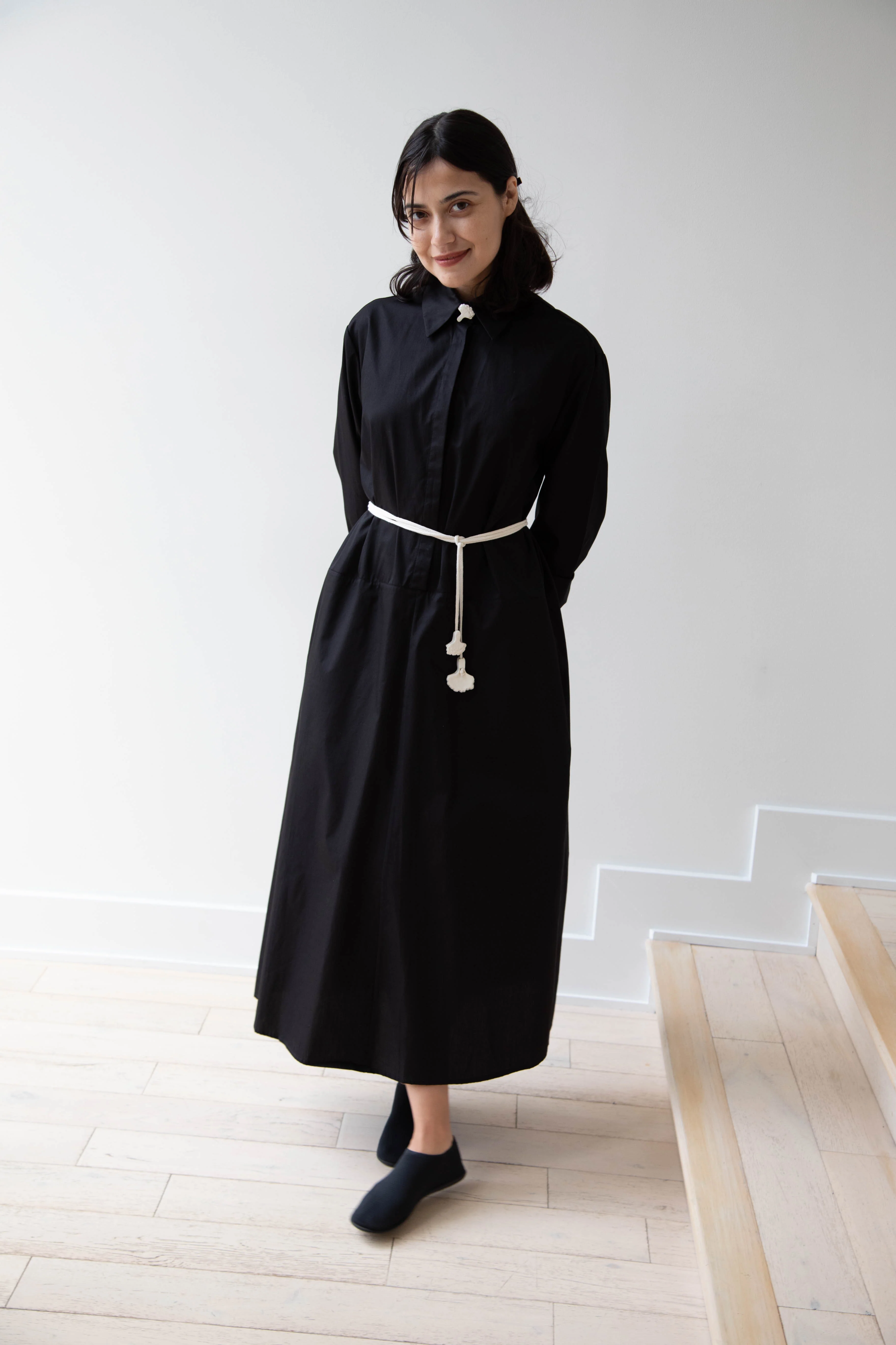 Delegan | Dress With Parcel Button in Black - Image 48