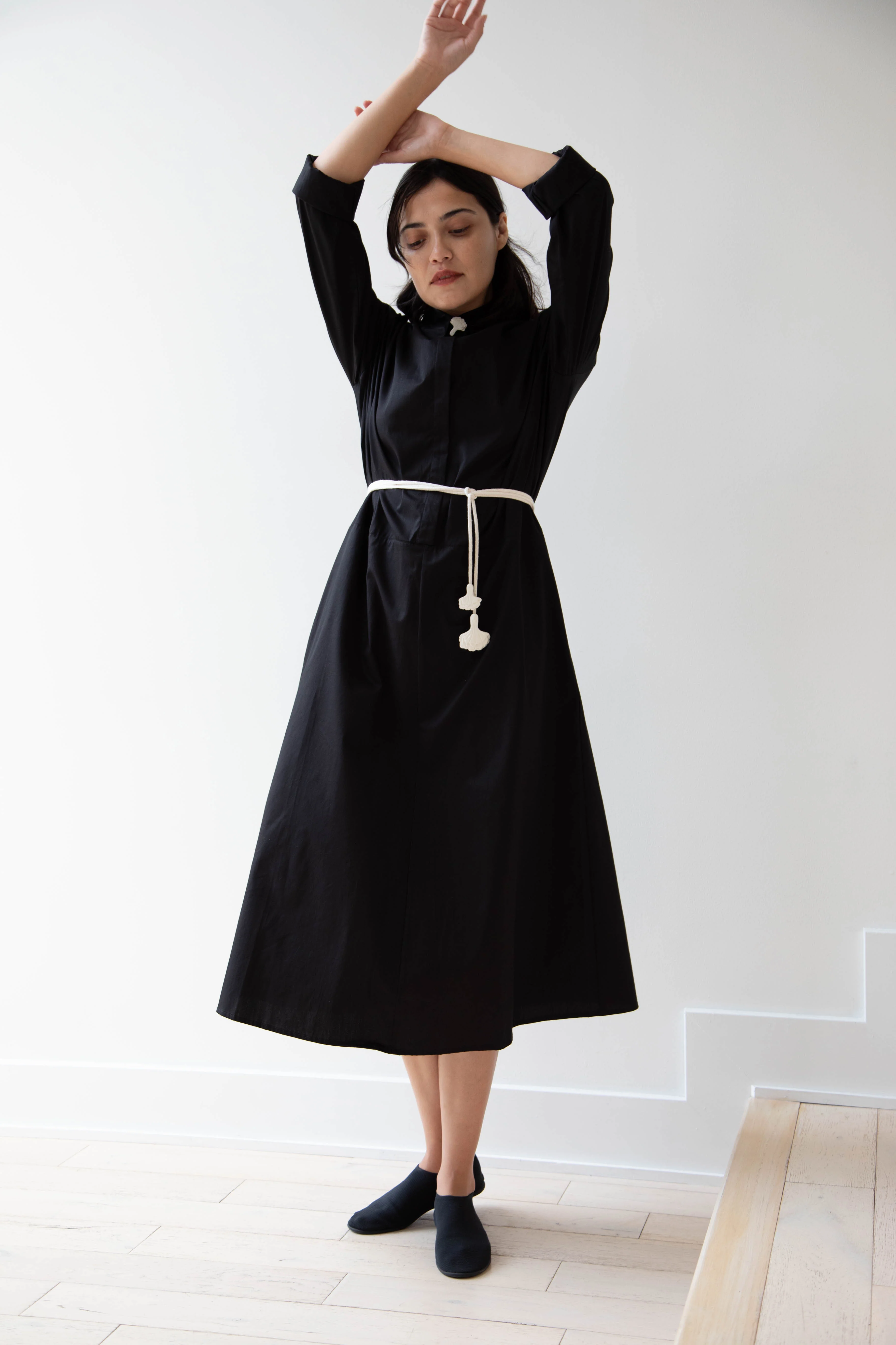Delegan | Dress With Parcel Button in Black - Image 49