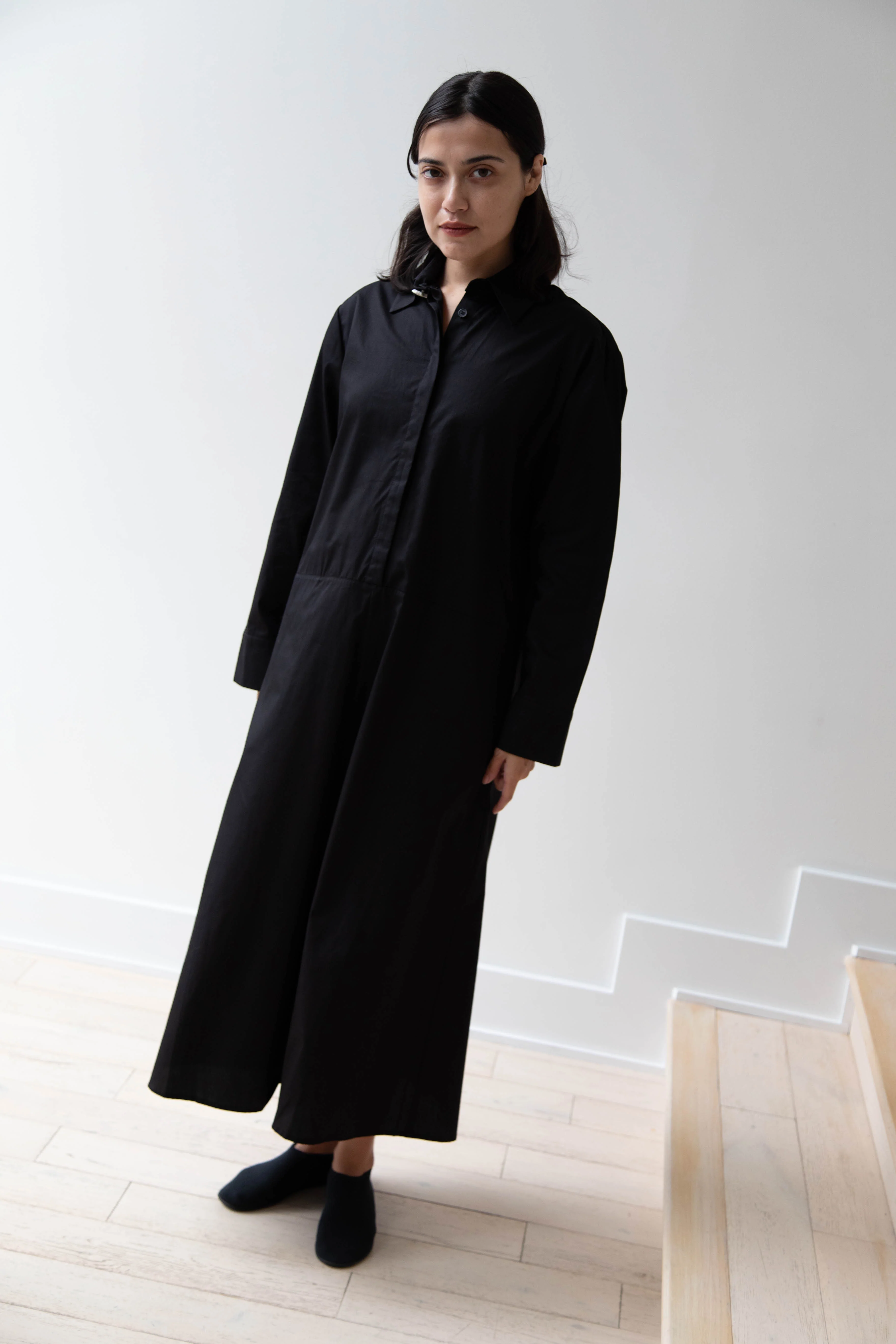 Delegan | Dress With Parcel Button in Black - Image 5