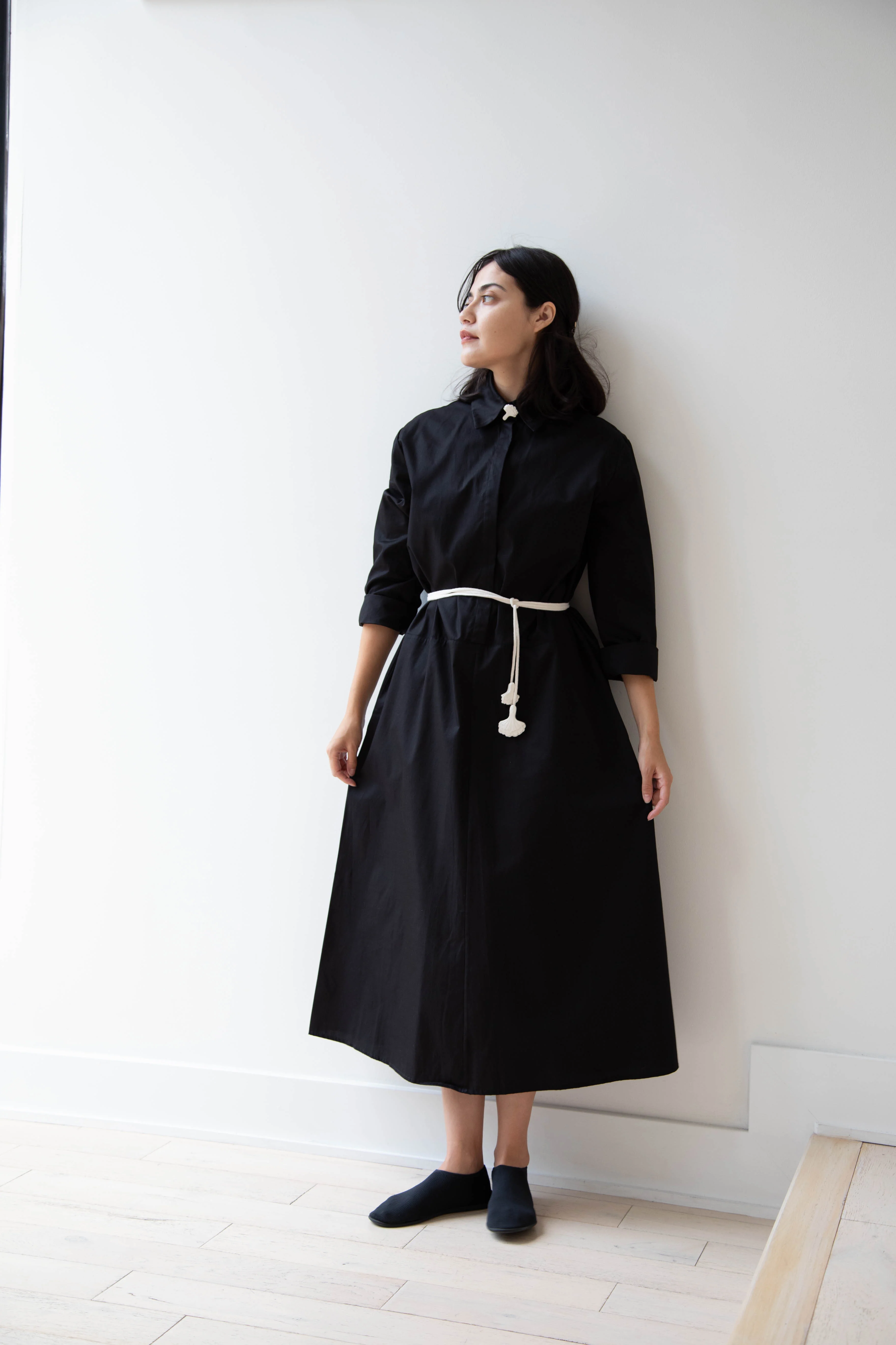 Delegan | Dress With Parcel Button in Black - Image 50