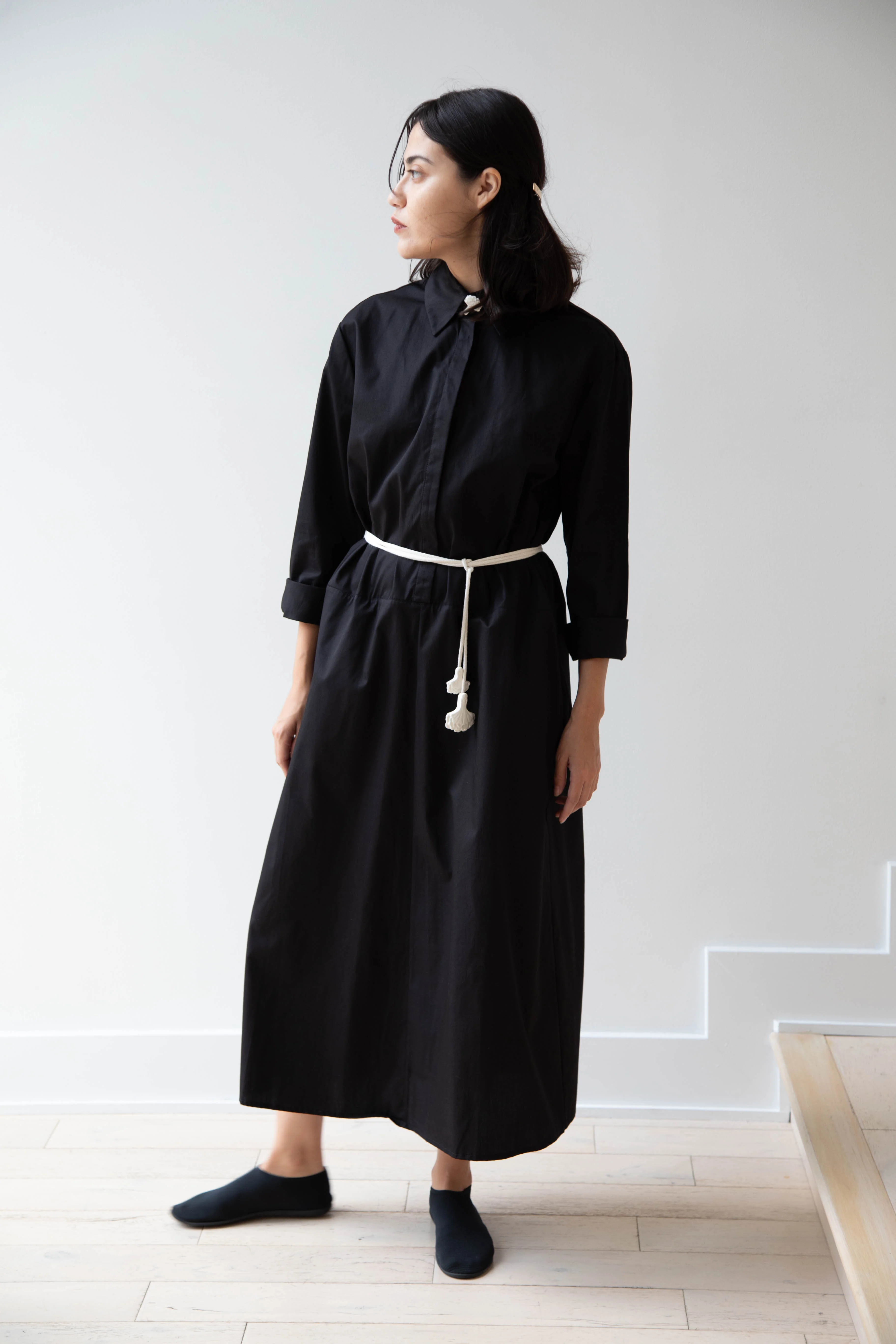 Delegan | Dress With Parcel Button in Black - Image 52