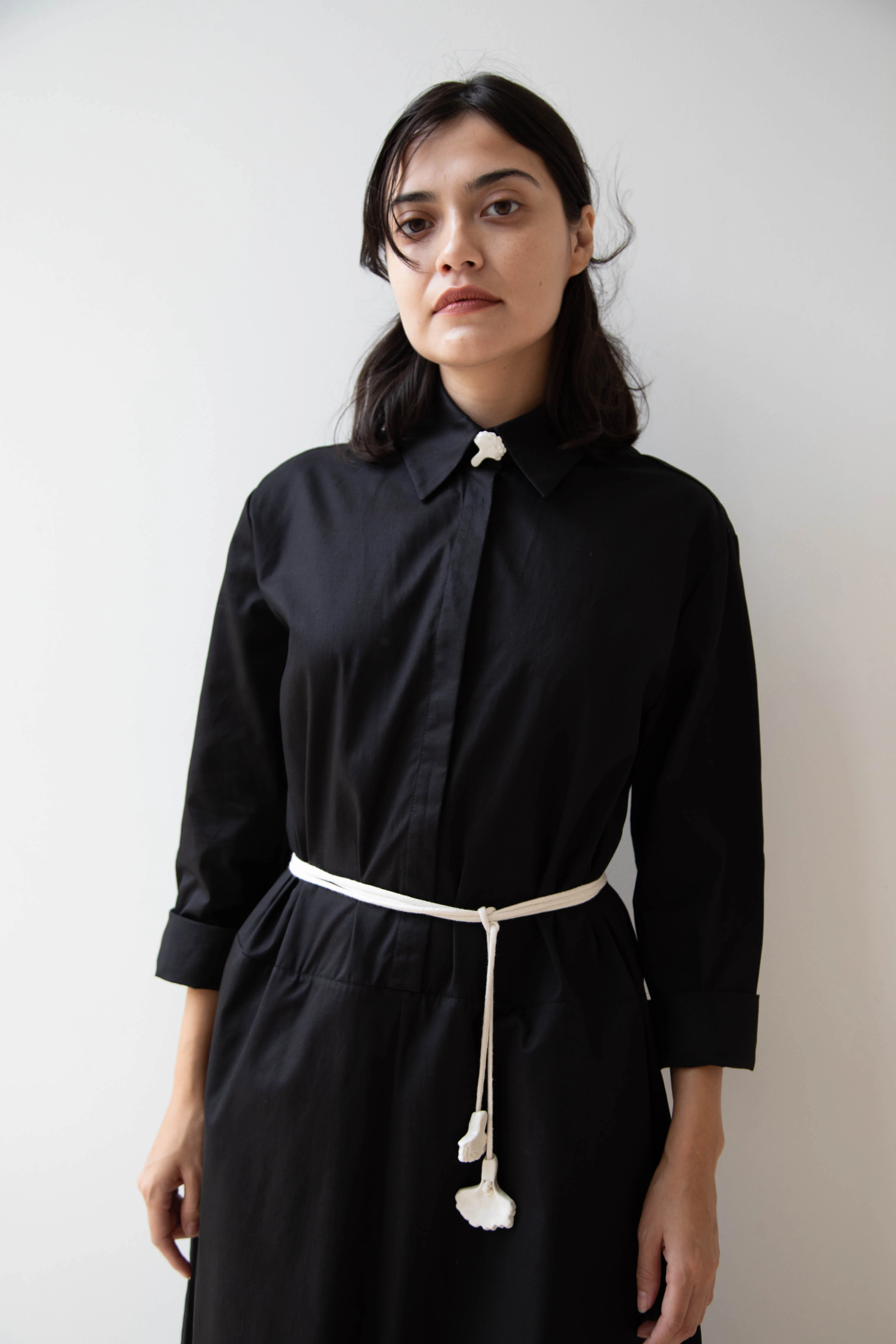 Delegan | Dress With Parcel Button in Black - Image 55