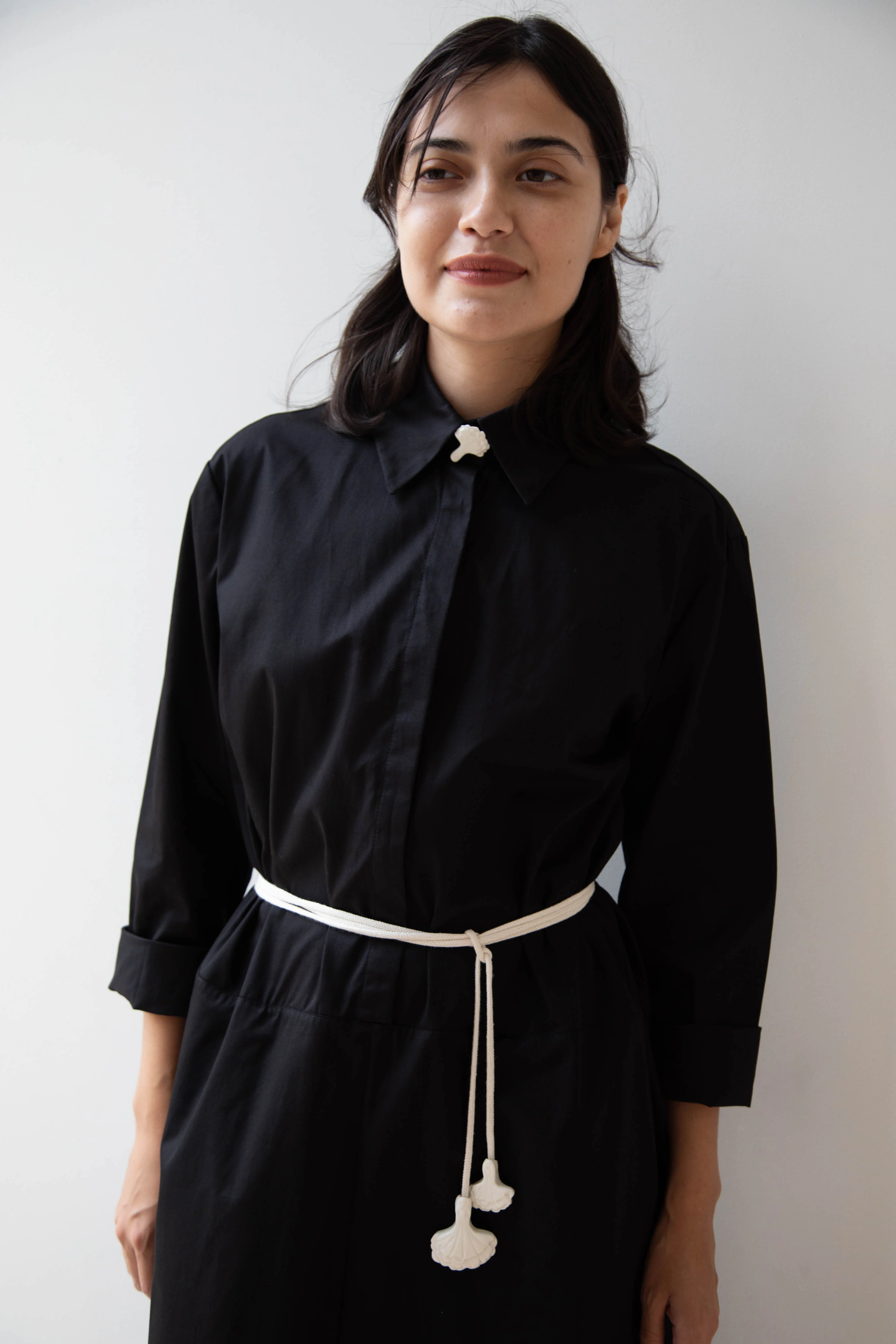 Delegan | Dress With Parcel Button in Black - Image 57