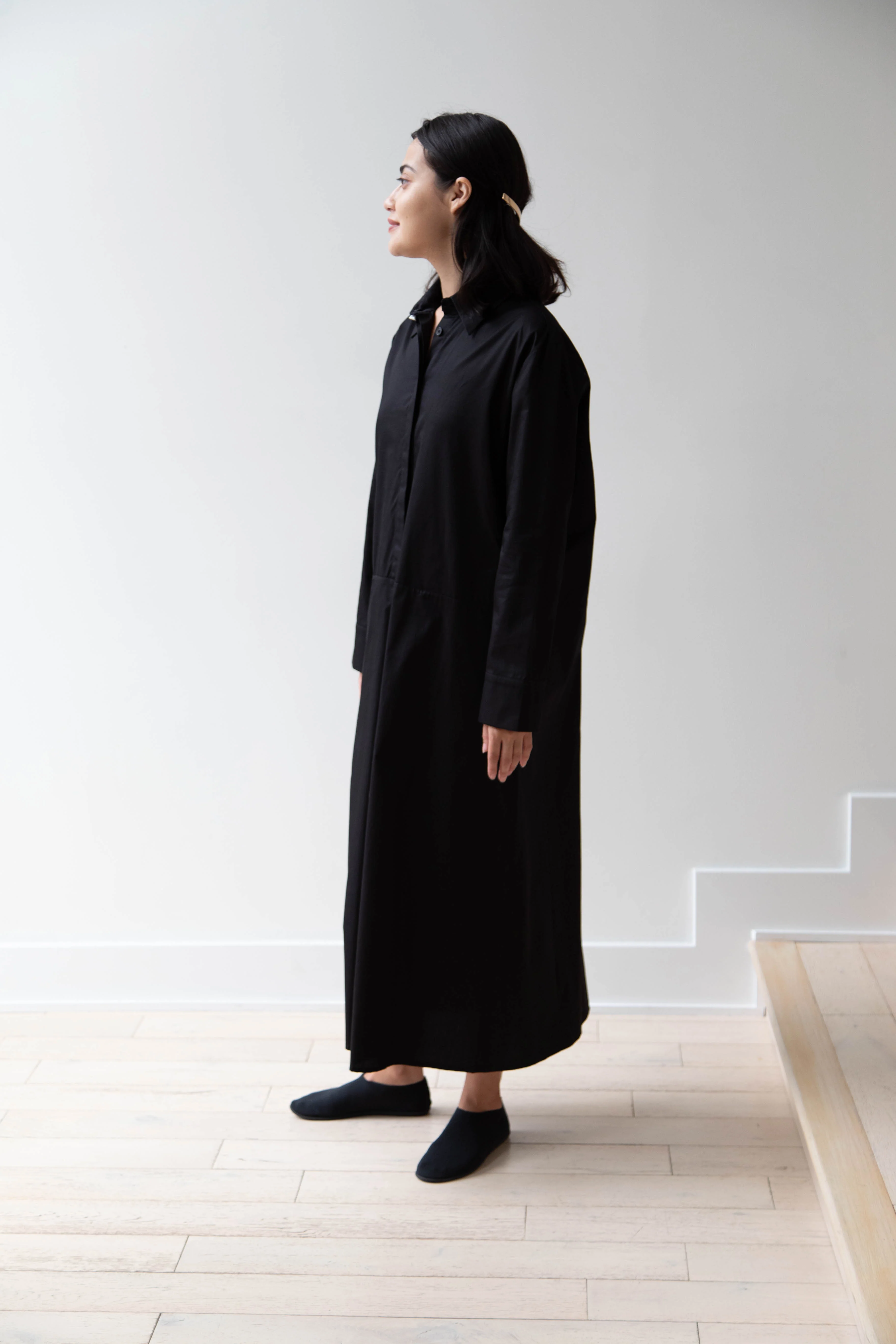 Delegan | Dress With Parcel Button in Black - Image 6
