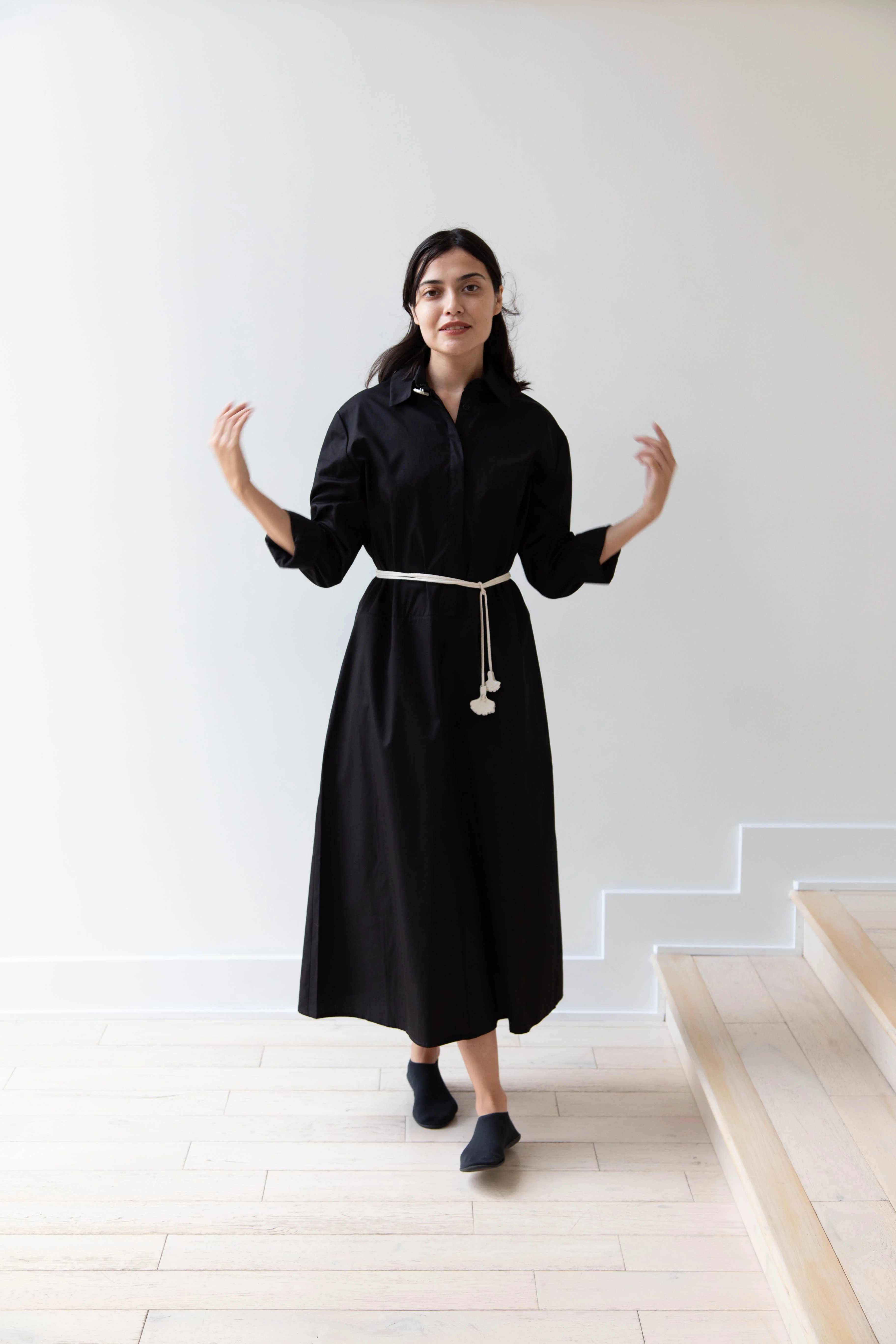 Delegan | Dress With Parcel Button in Black - Image 64