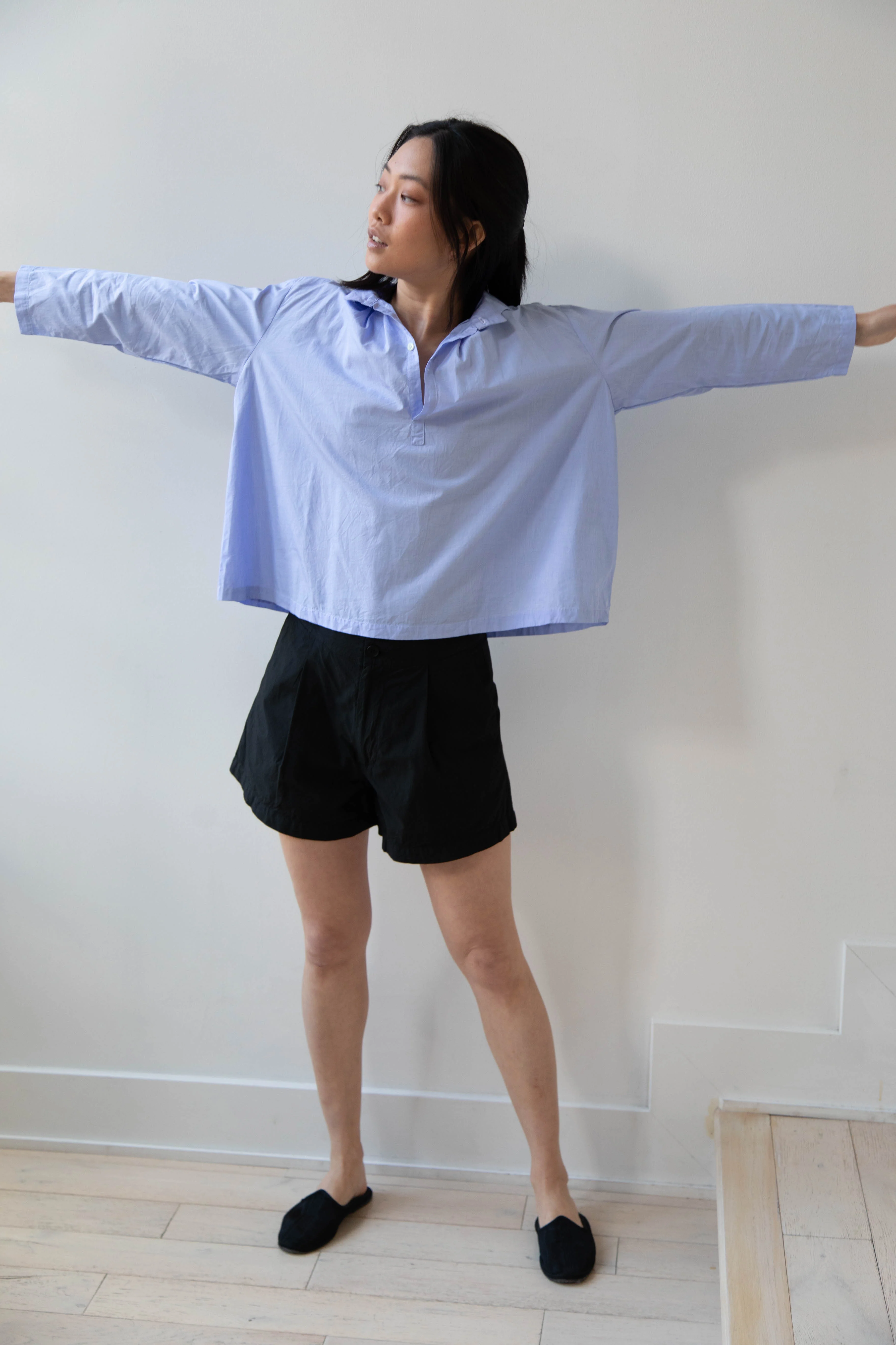 Gallego Desportes | Petite Collar Blouse in Sky Blue - Image 10