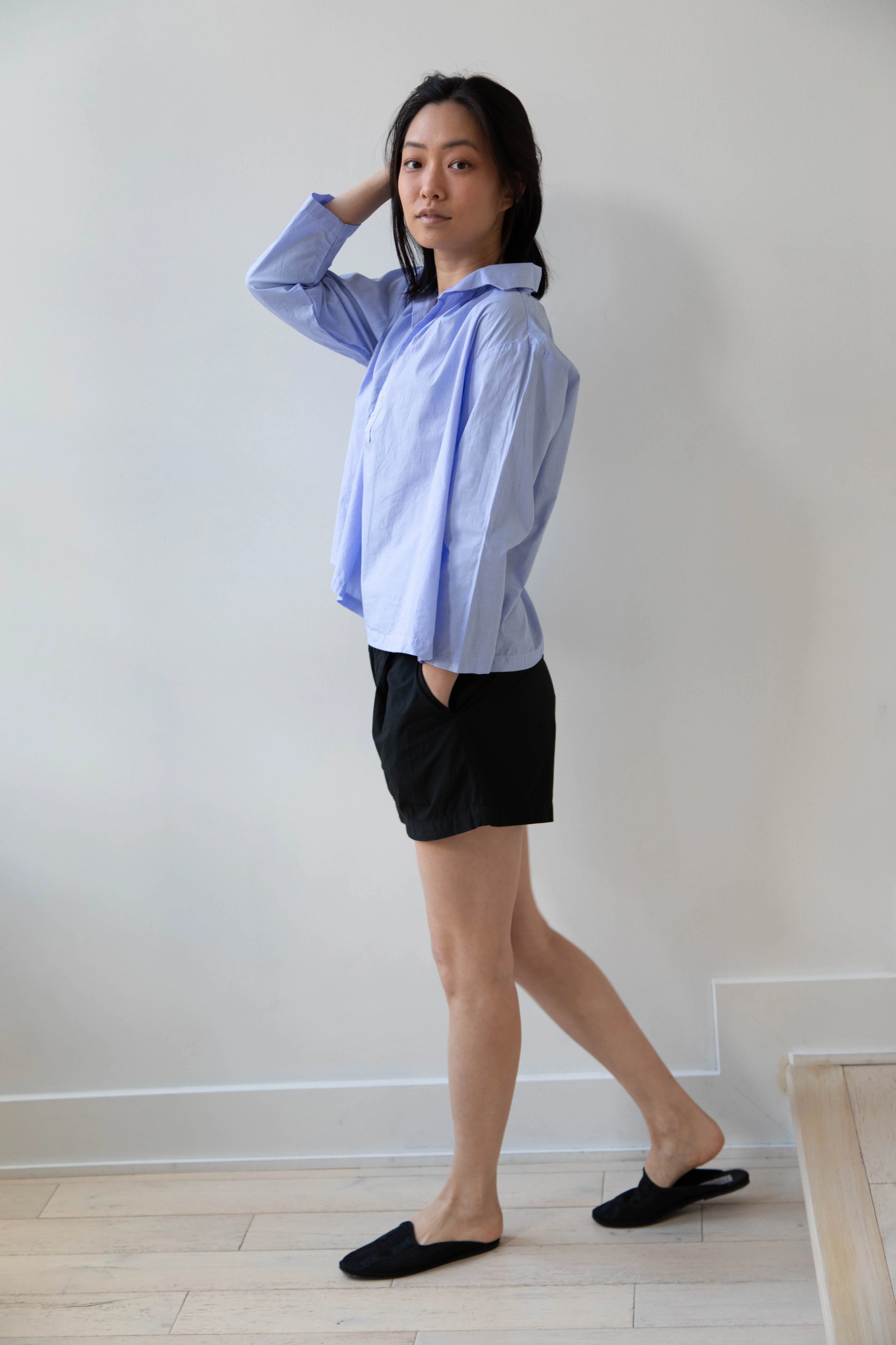 Gallego Desportes | Petite Collar Blouse in Sky Blue - Image 13