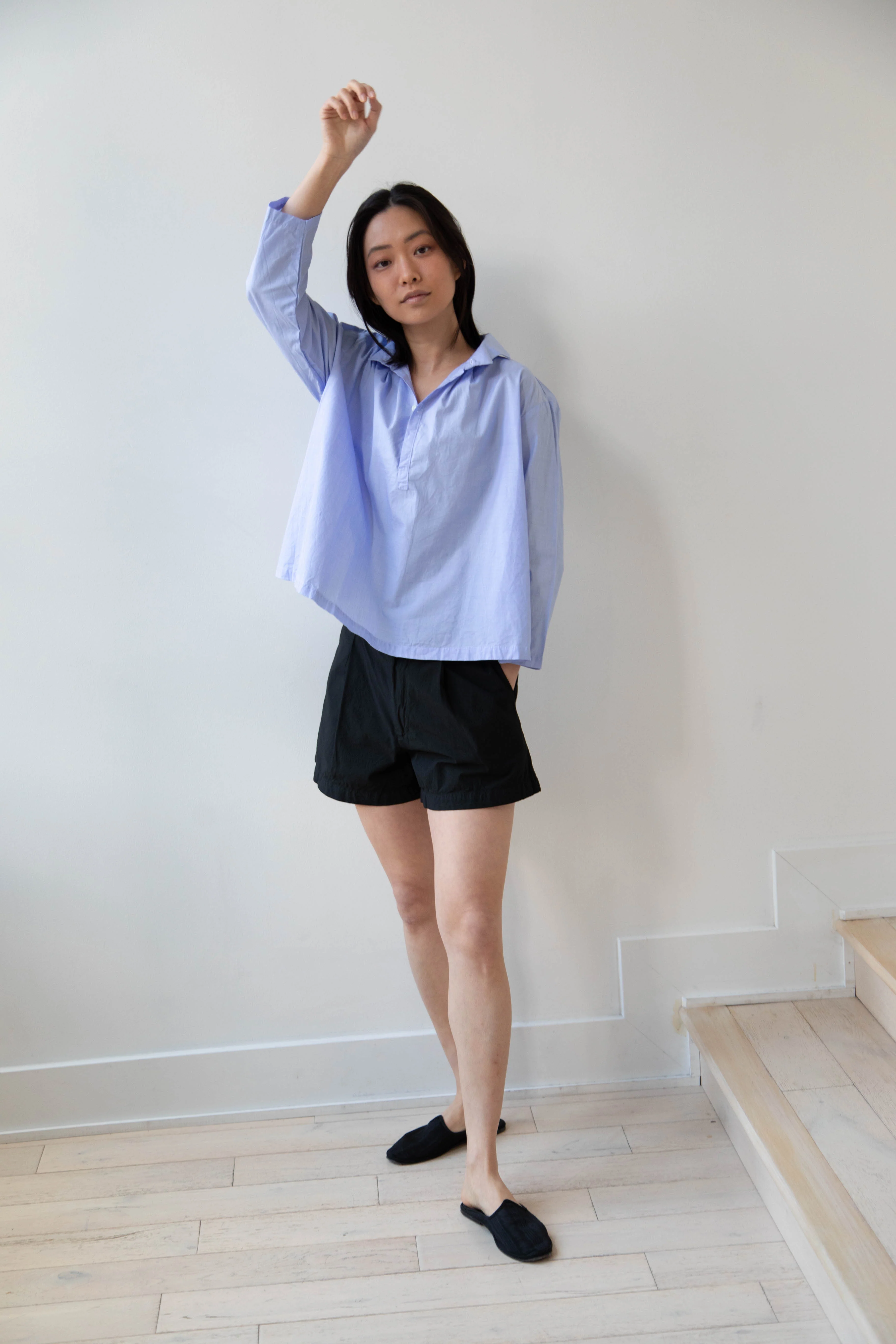 Gallego Desportes | Petite Collar Blouse in Sky Blue - Image 14