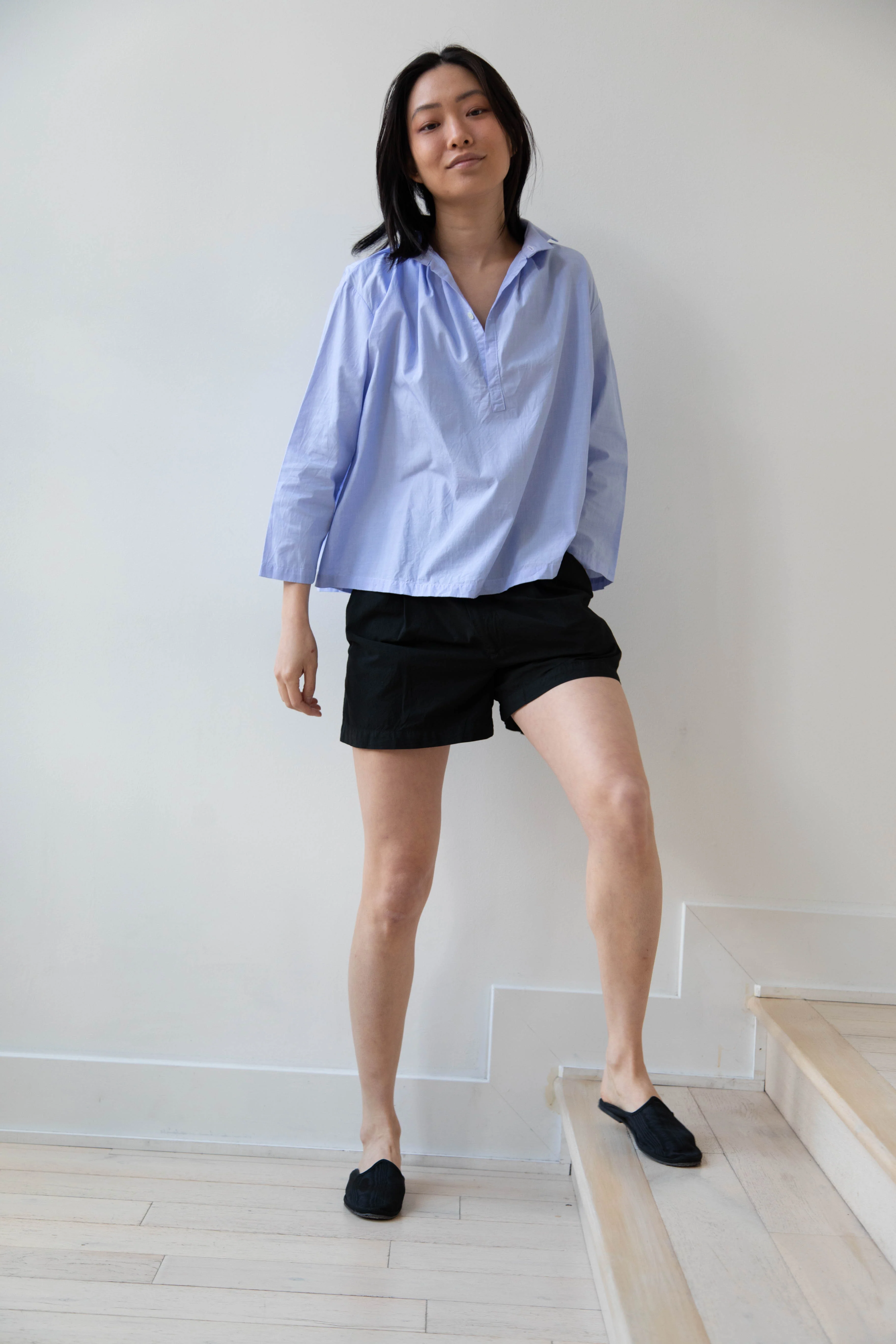 Gallego Desportes | Petite Collar Blouse in Sky Blue - Image 17