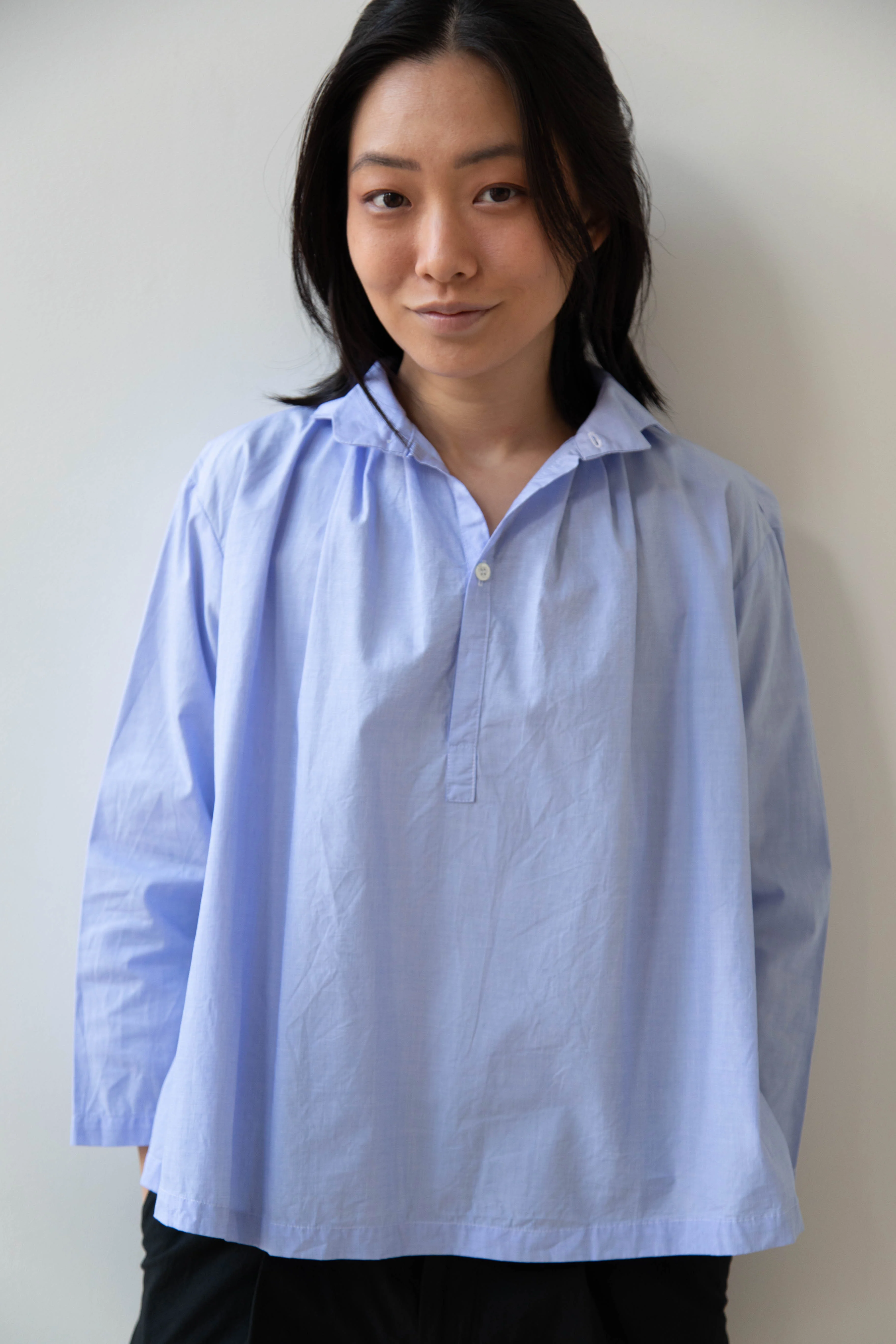 Gallego Desportes | Petite Collar Blouse in Sky Blue - Image 20