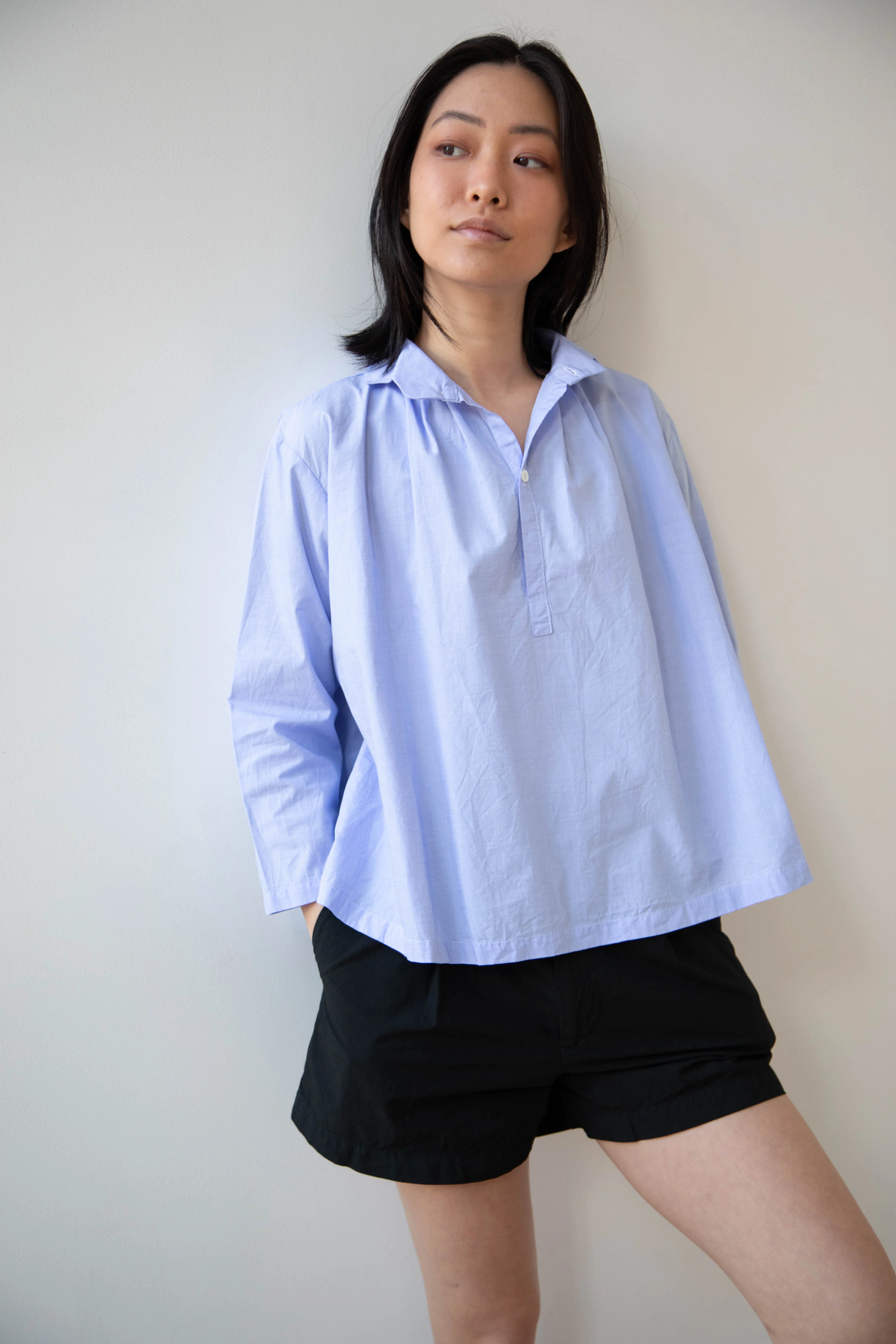 Gallego Desportes | Petite Collar Blouse in Sky Blue - Image 21