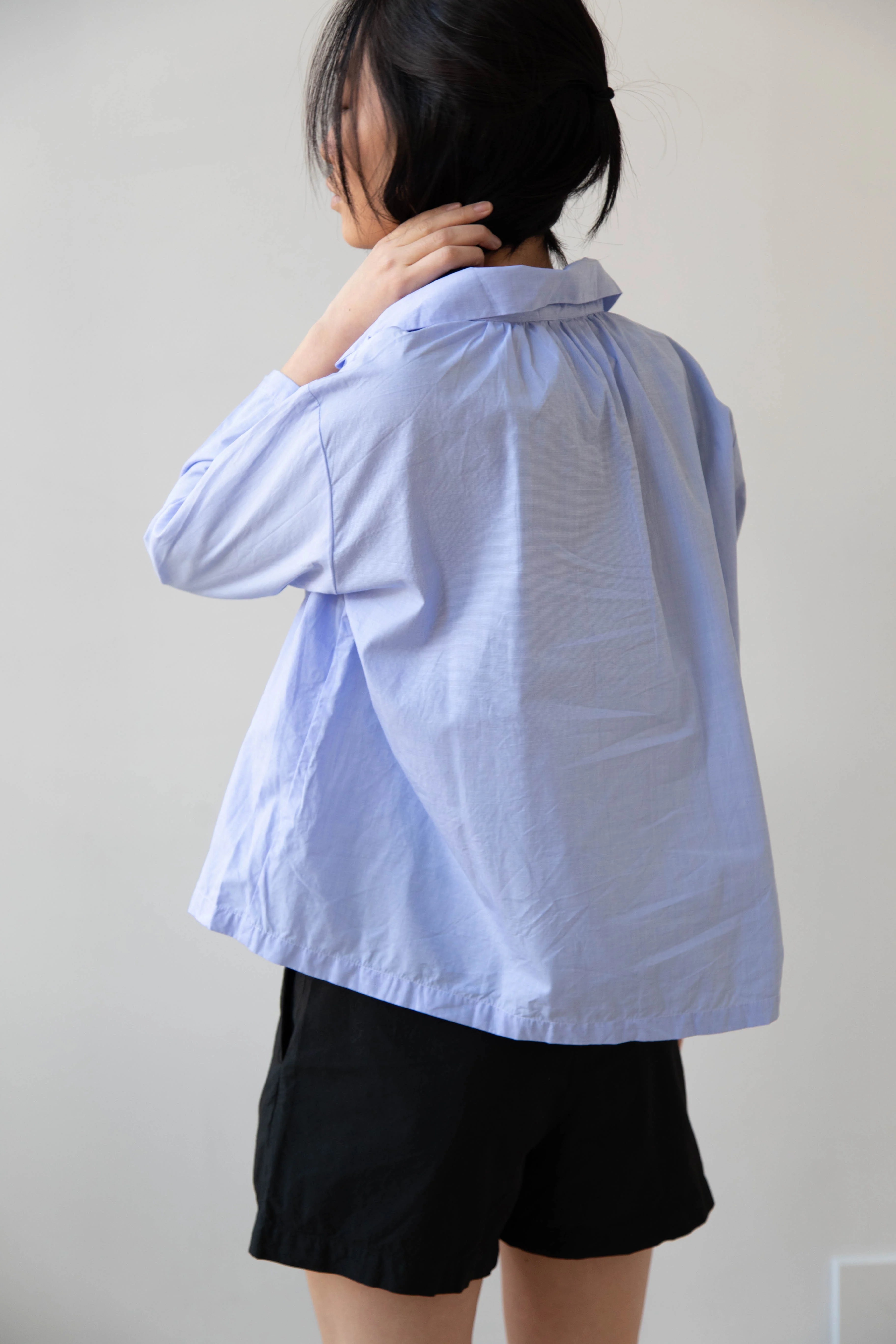 Gallego Desportes | Petite Collar Blouse in Sky Blue - Image 23