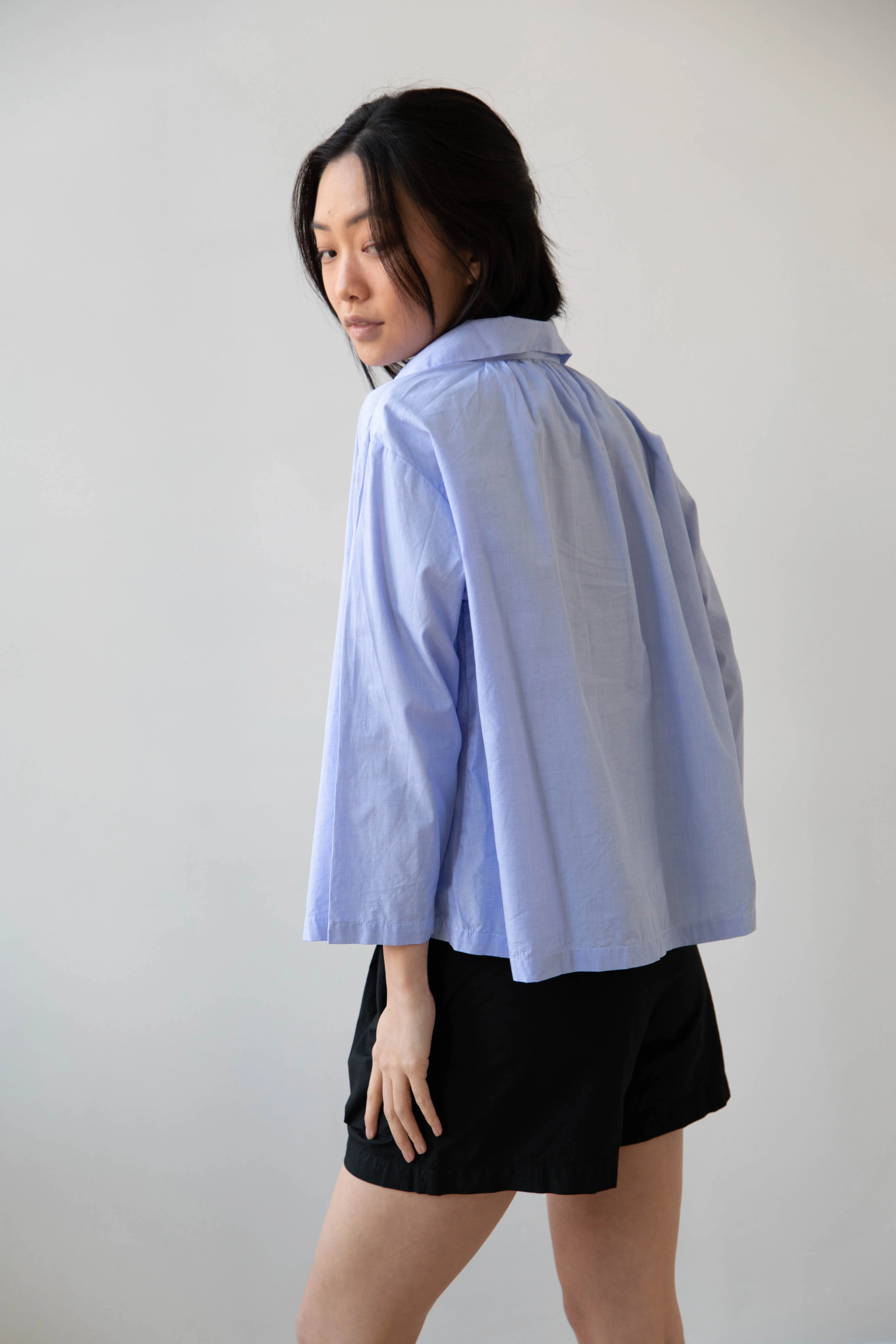 Gallego Desportes | Petite Collar Blouse in Sky Blue - Image 24