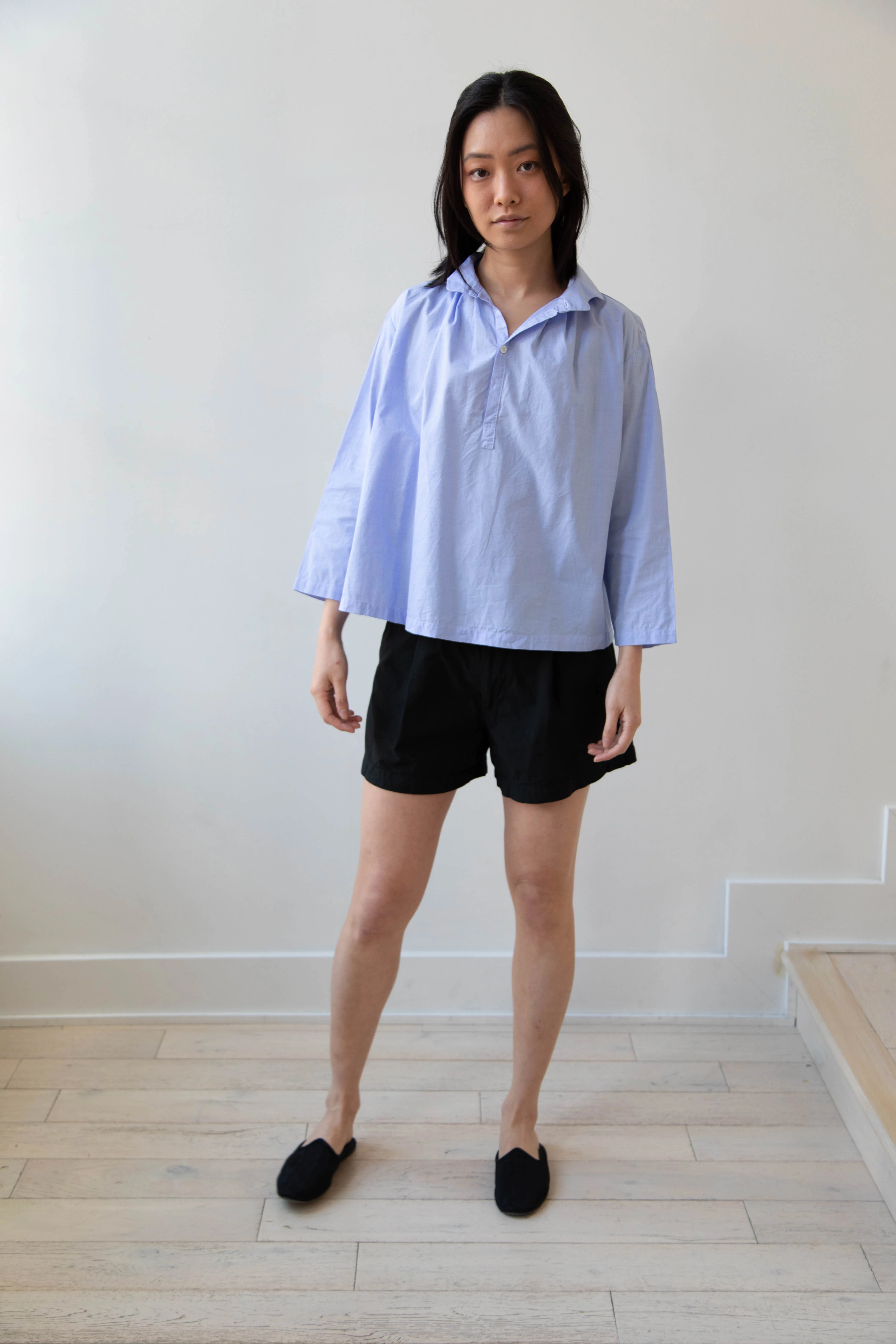 Gallego Desportes | Petite Collar Blouse in Sky Blue - Image 26
