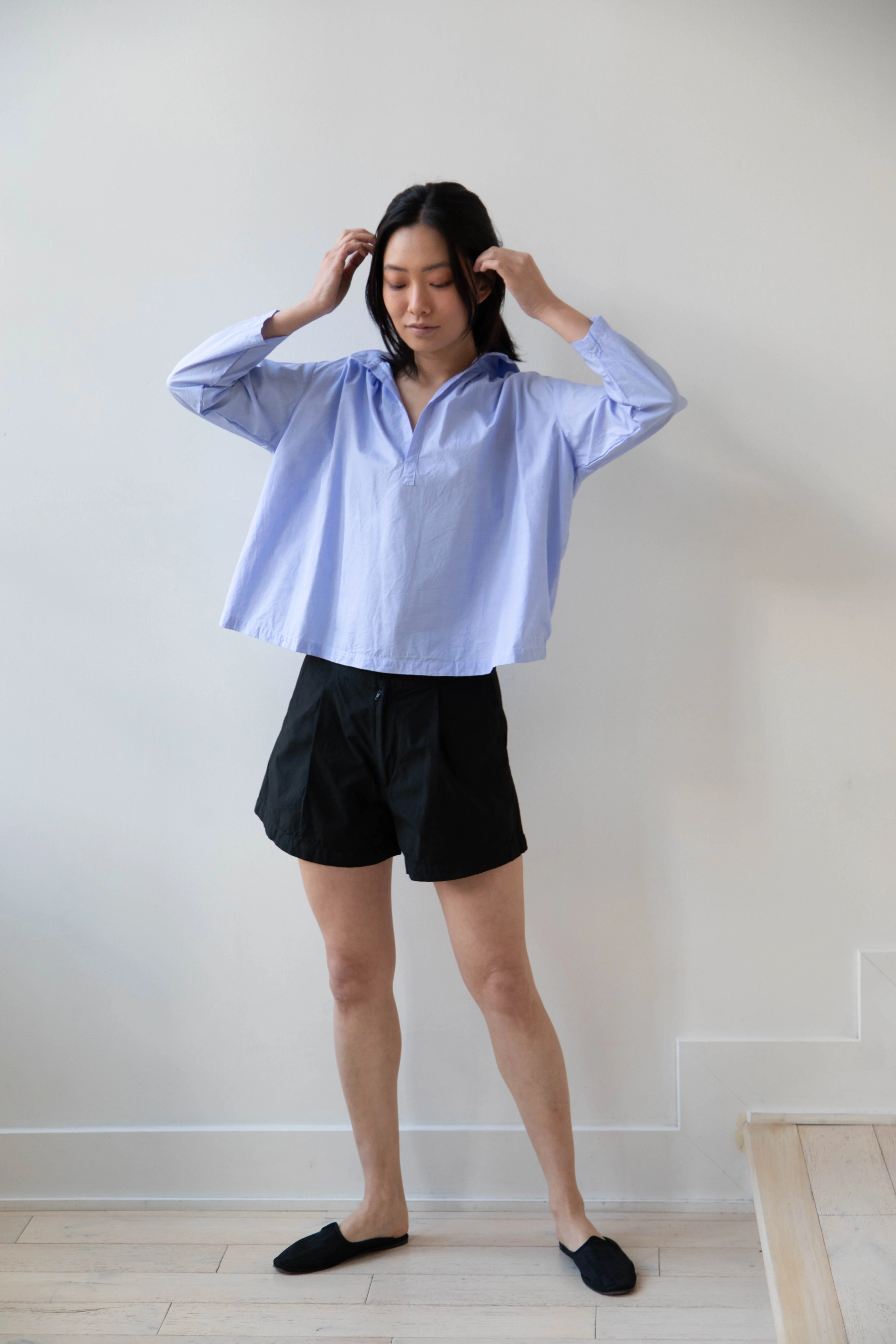 Gallego Desportes | Petite Collar Blouse in Sky Blue - Image 5