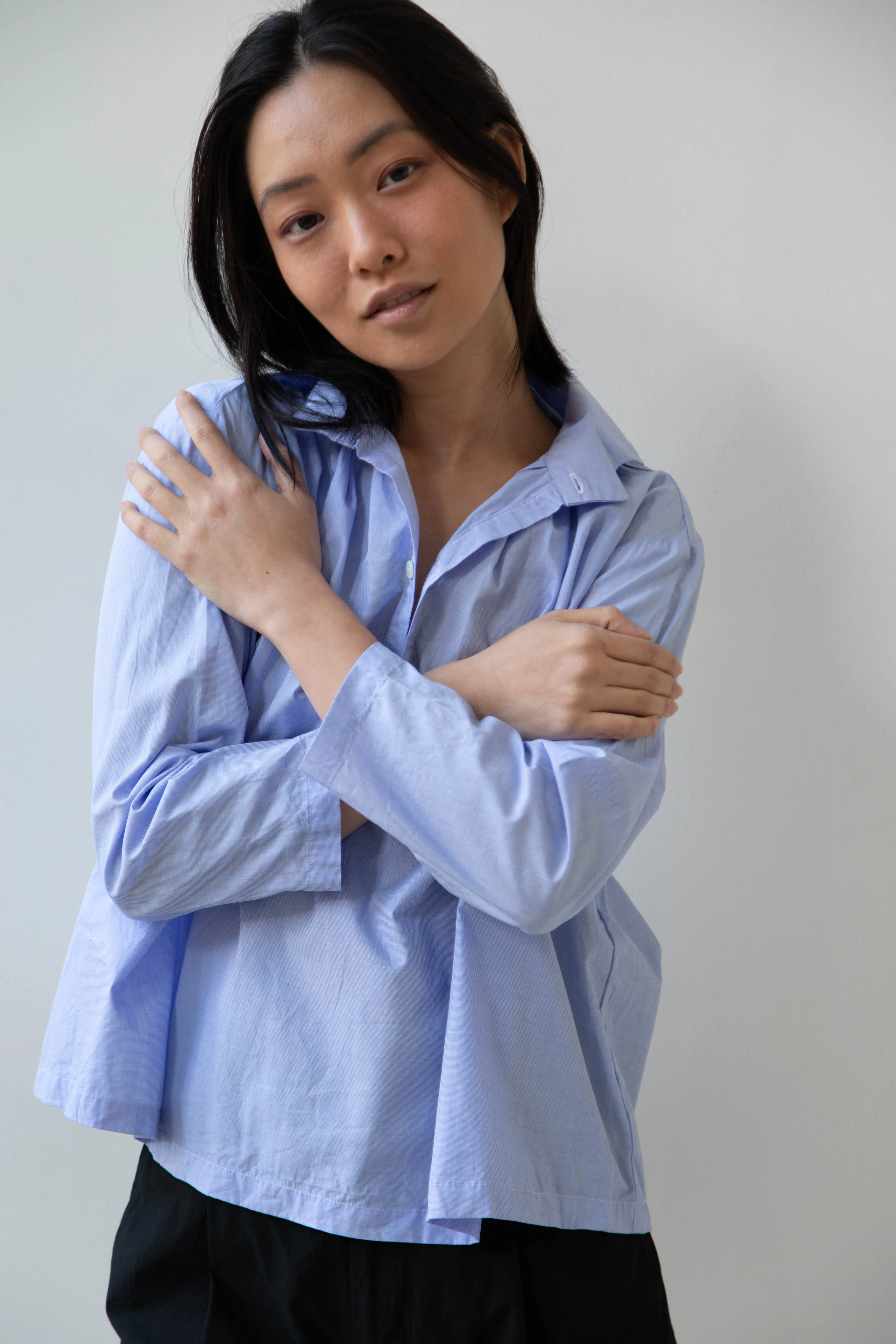 Gallego Desportes | Petite Collar Blouse in Sky Blue - Image 9