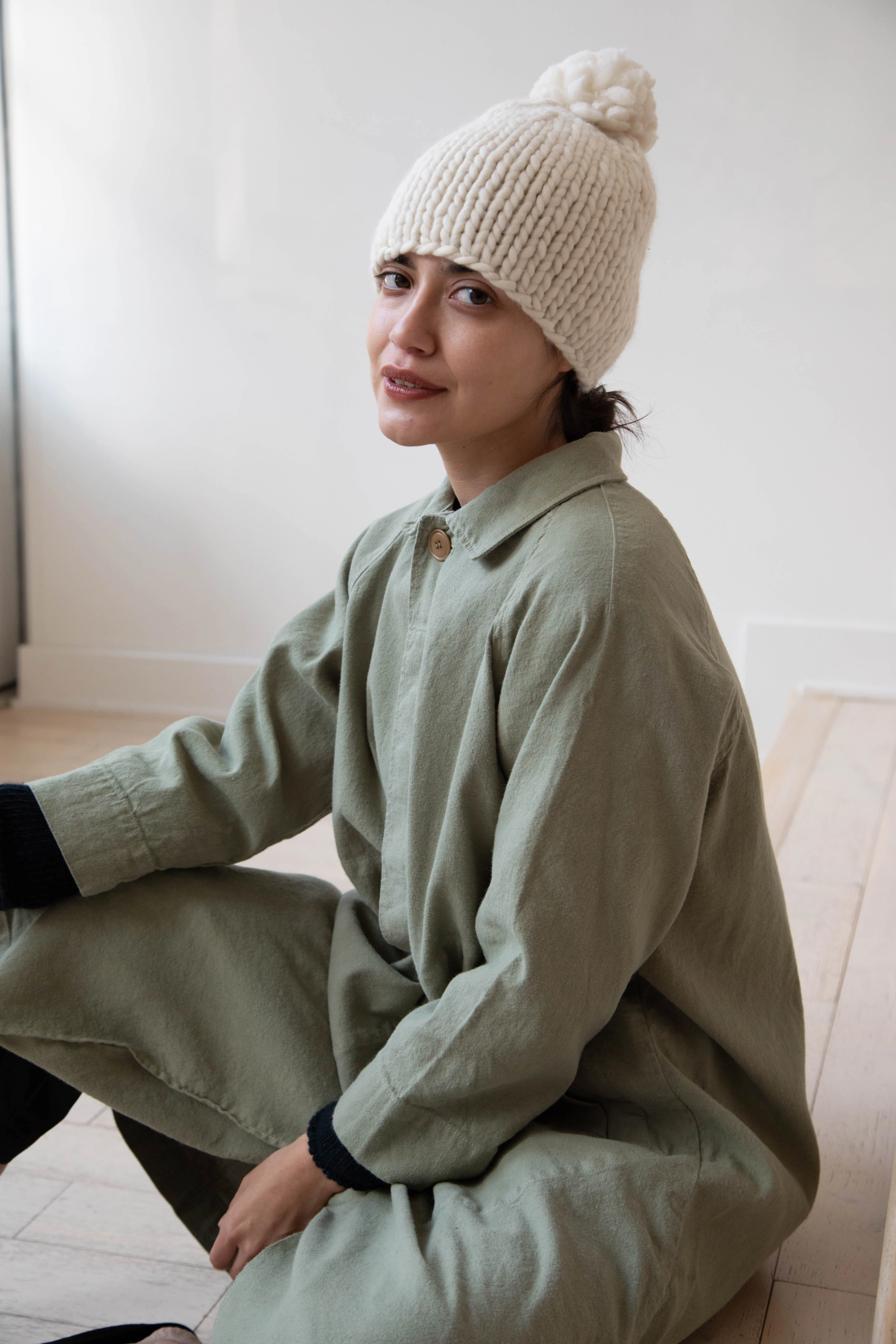 Makié Pom Pom Hat in Cream - Image 11