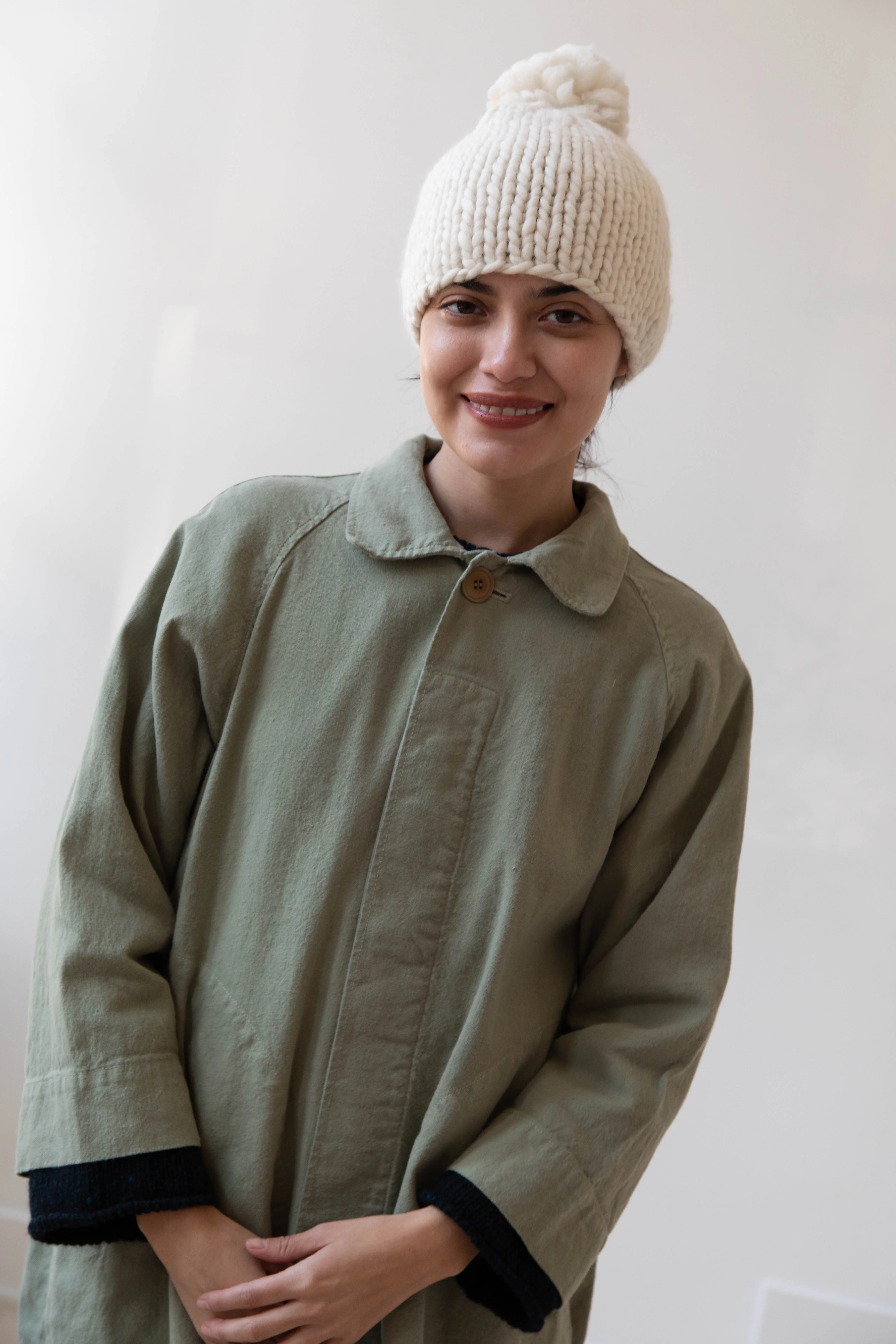 Makié Pom Pom Hat in Cream - Image 5