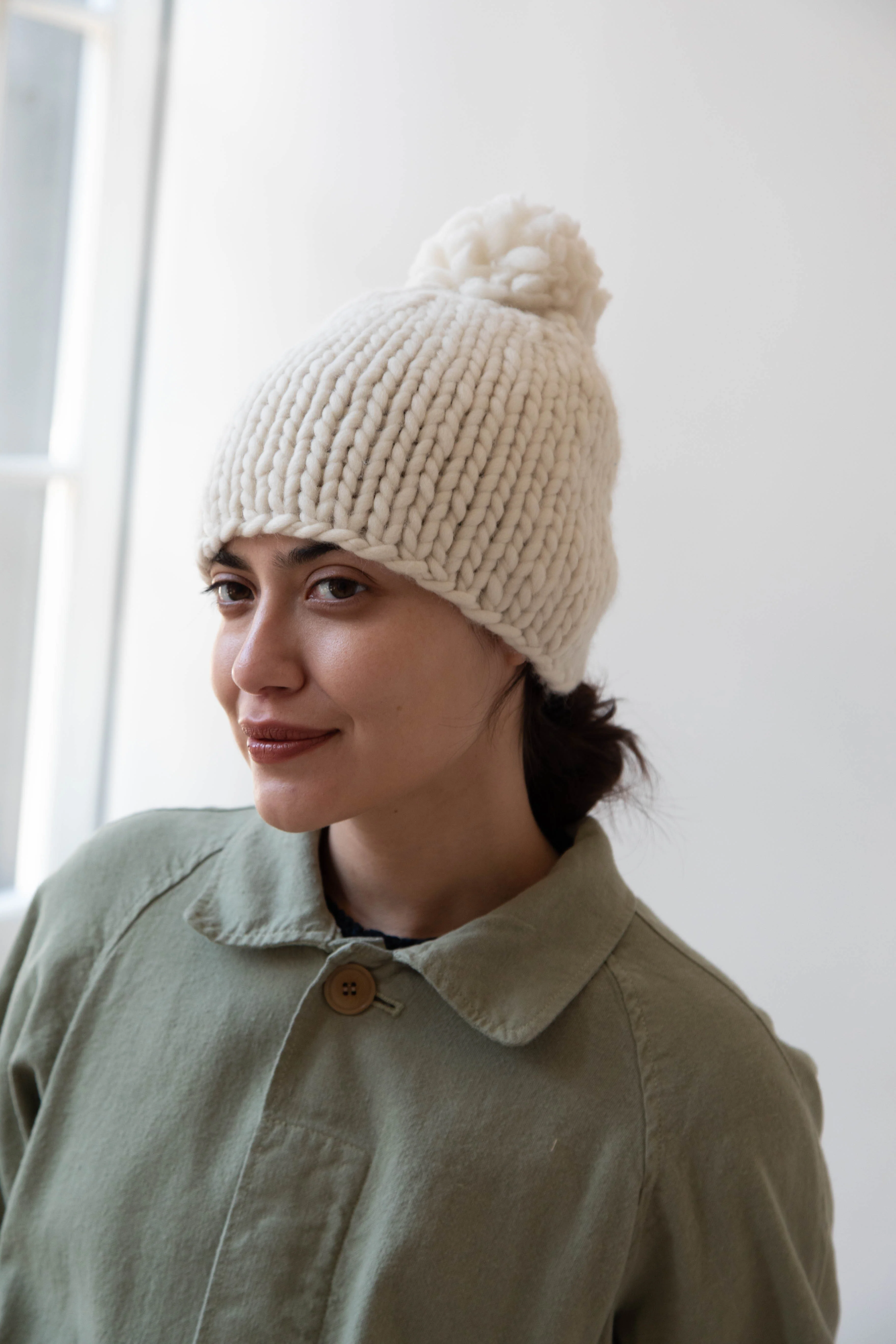 Makié Pom Pom Hat in Cream - Image 6