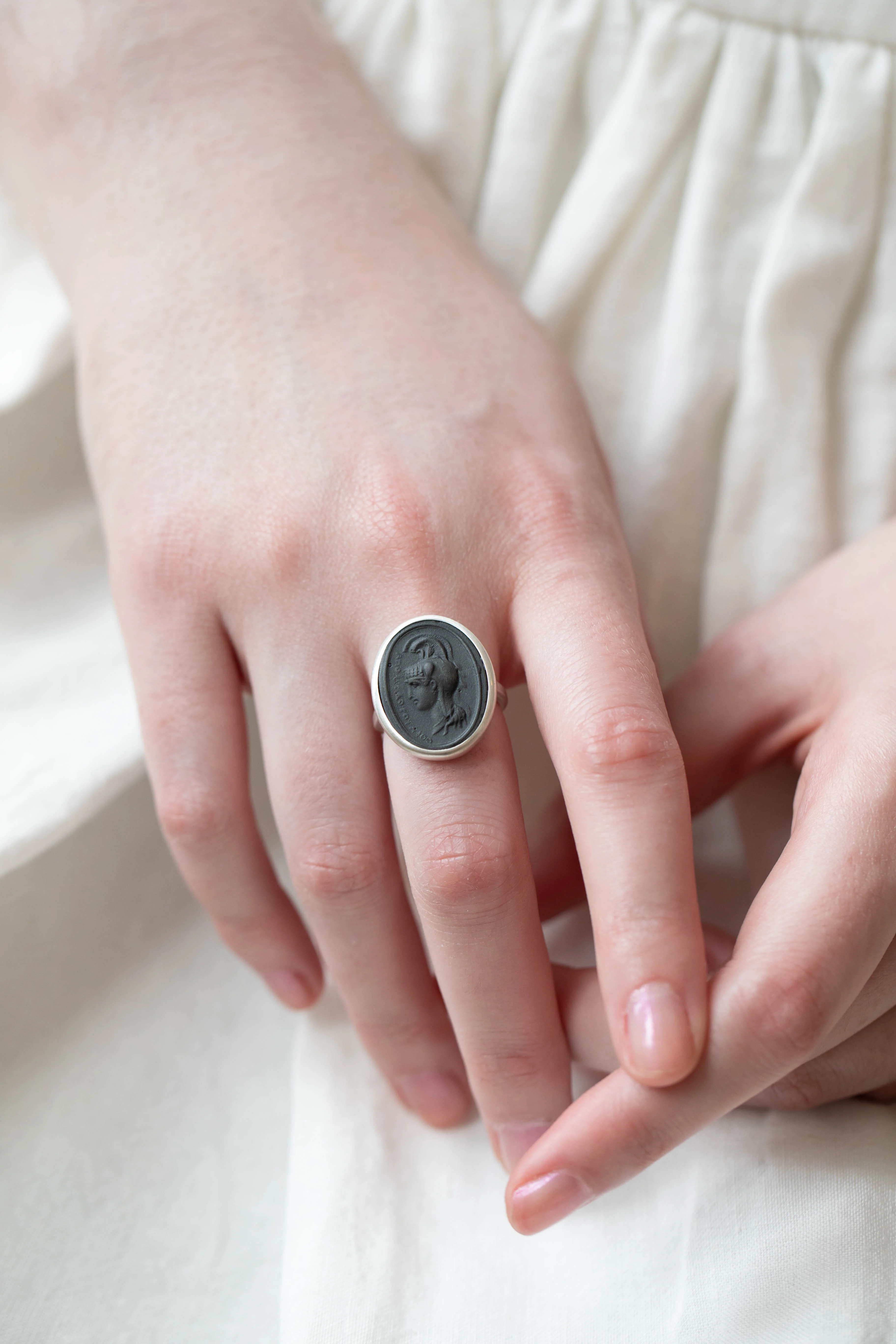 Marcie McGoldrick | Porcelain Cameo Ring- Apollo Onyx - Image 4