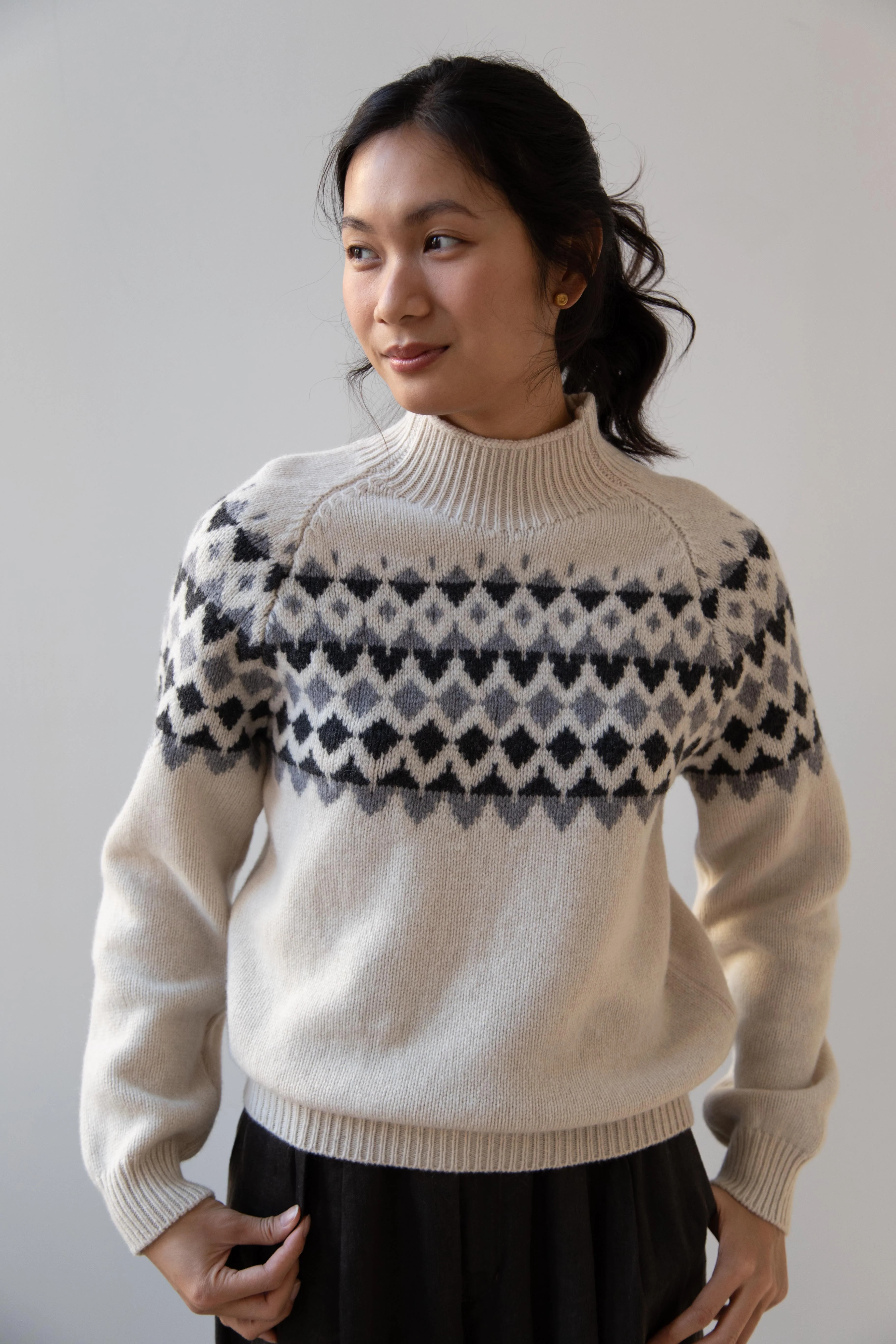 Margaret Howell | Fairisle Merino Cashmere Sweater in Ecru - Image 3