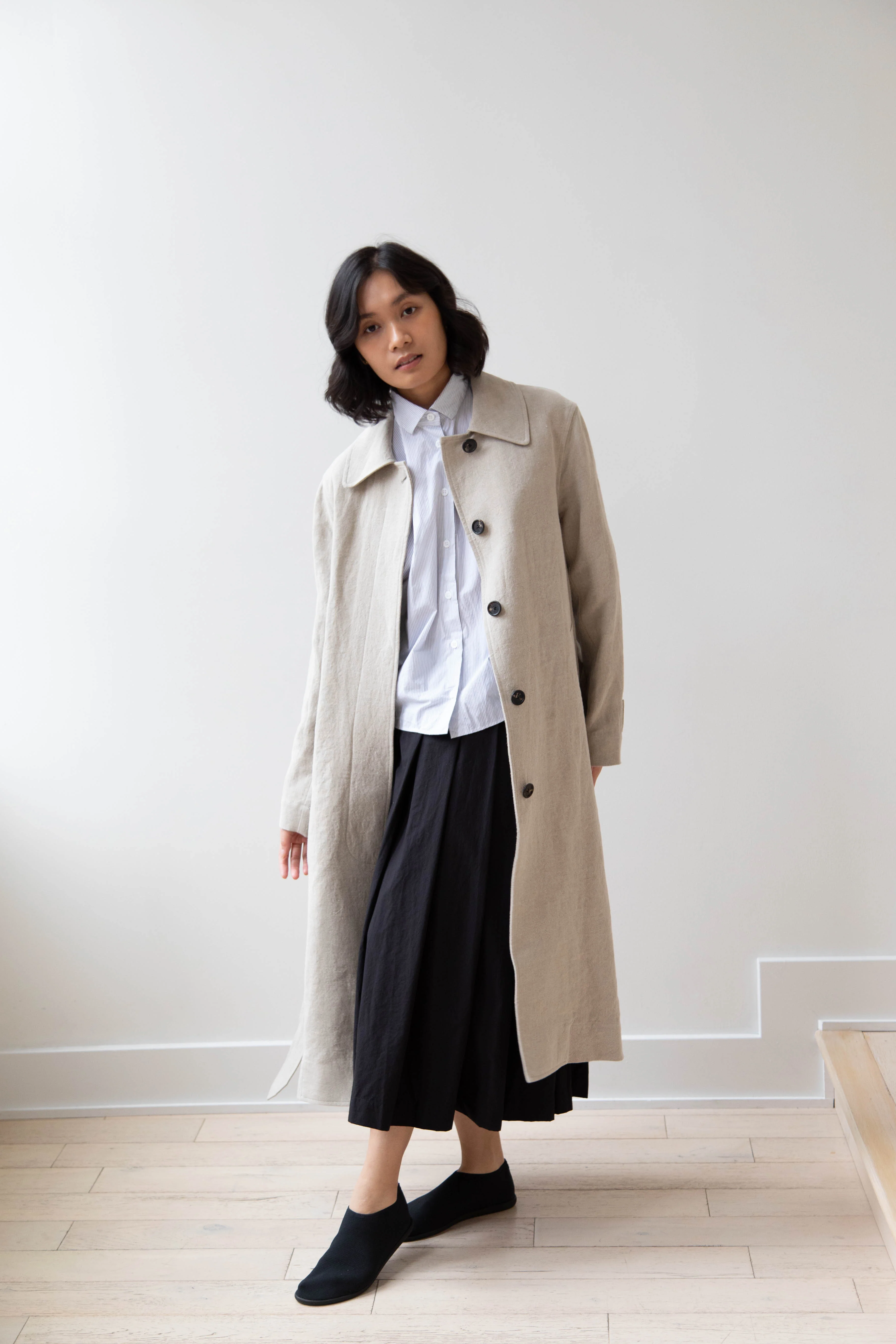 Margaret Howell | Fly Front Mac in Natural Linen - Image 10