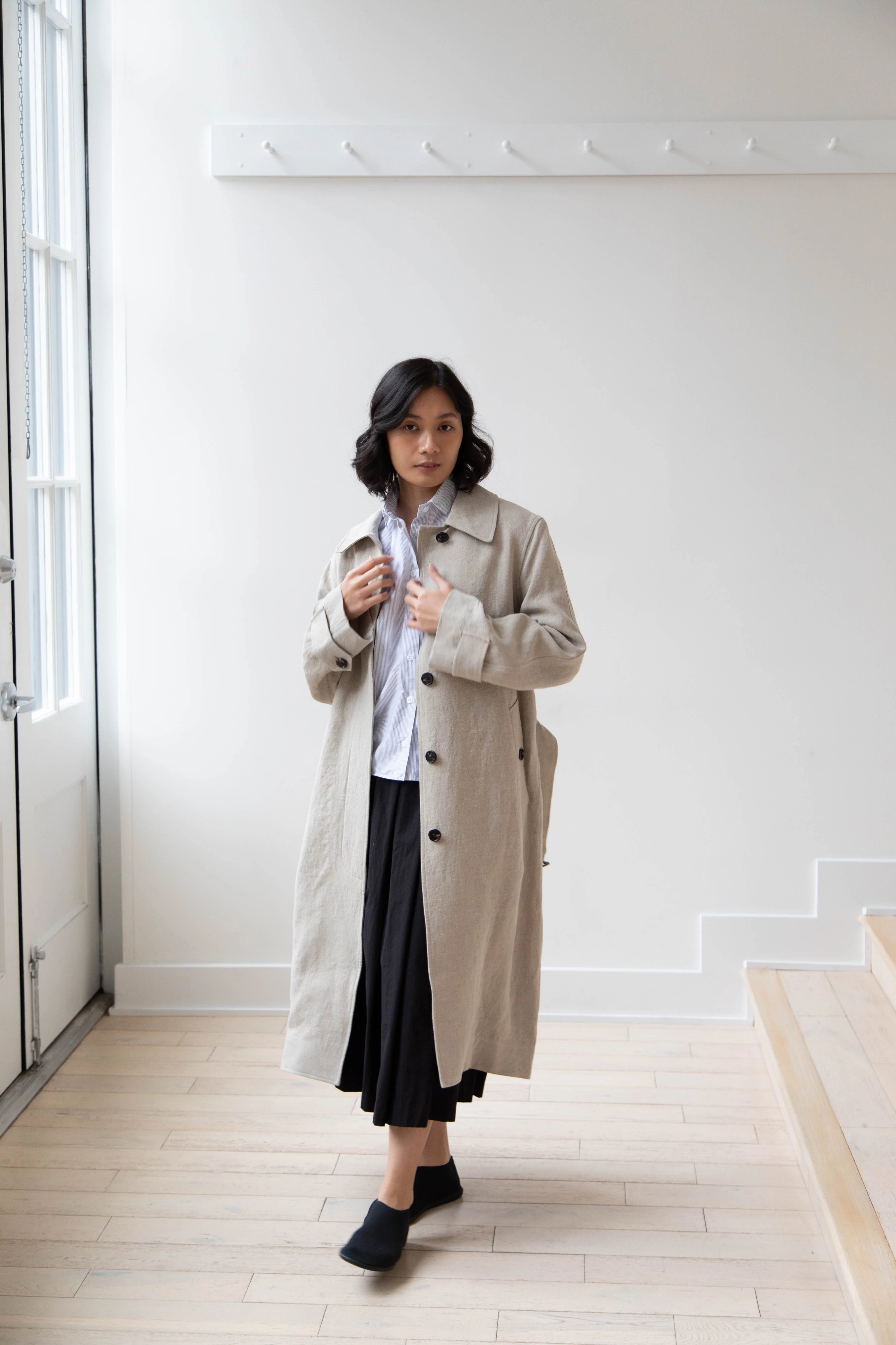 Margaret Howell | Fly Front Mac in Natural Linen - Image 12