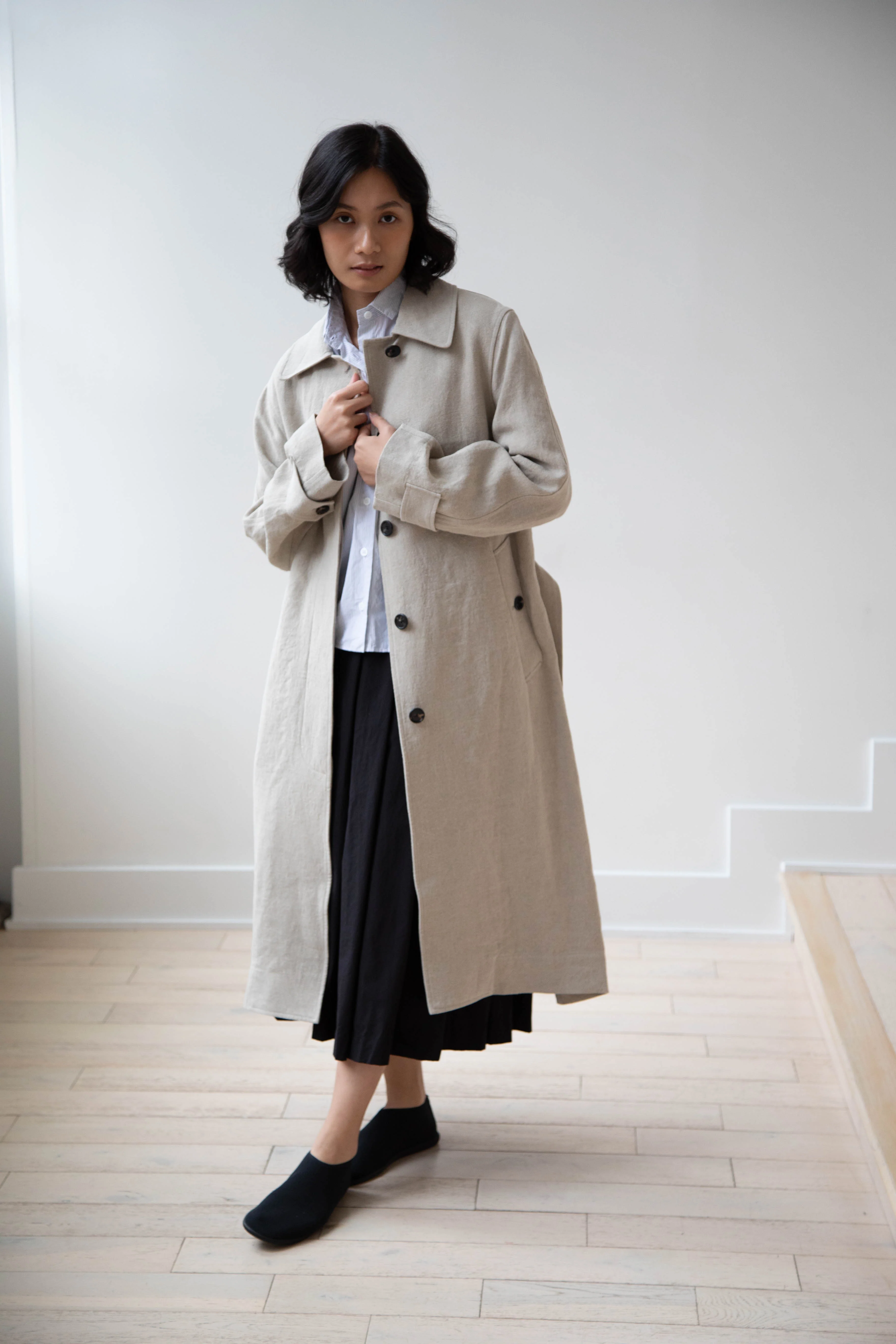 Margaret Howell | Fly Front Mac in Natural Linen - Image 14