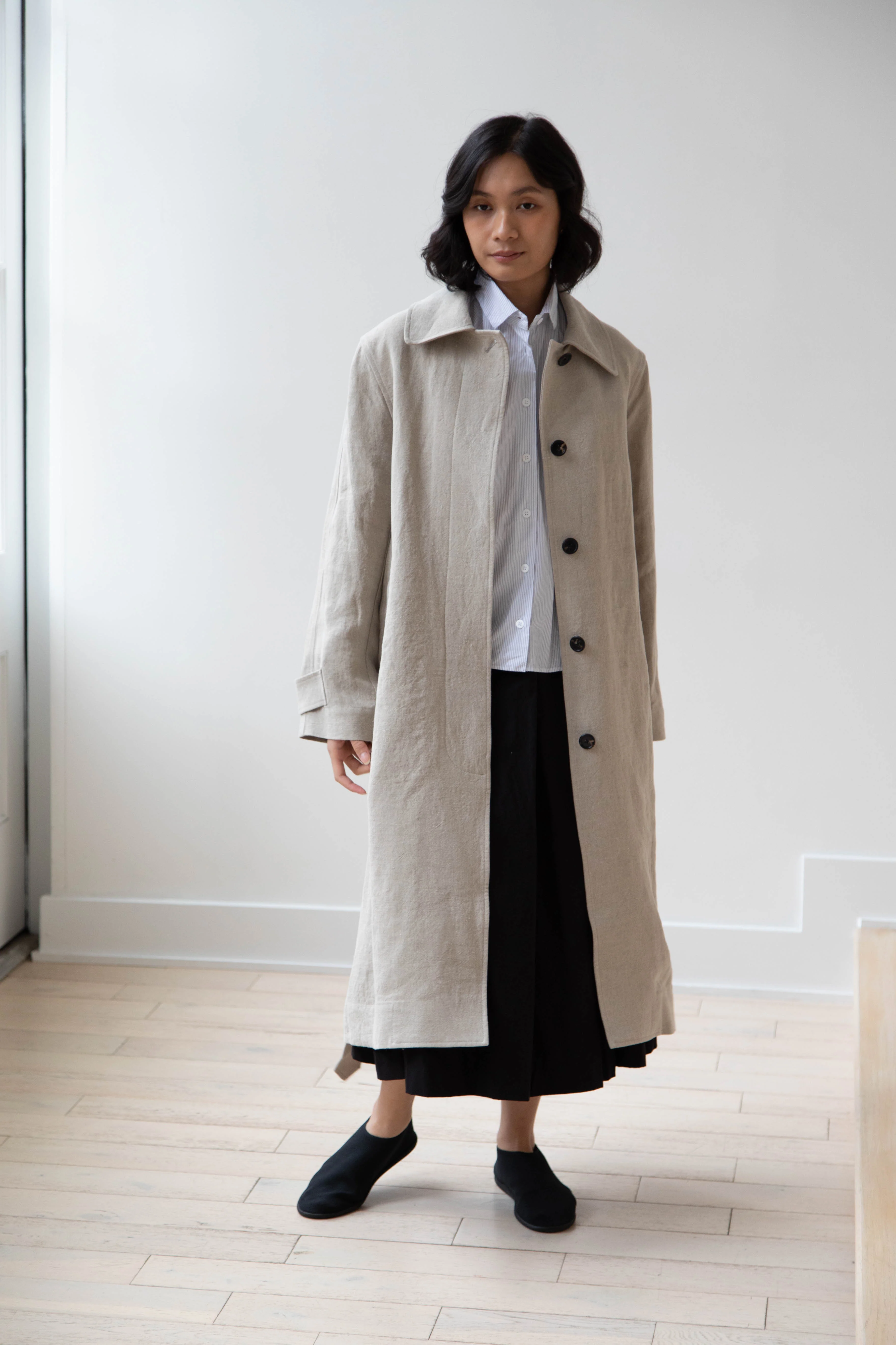 Margaret Howell | Fly Front Mac in Natural Linen - Image 15