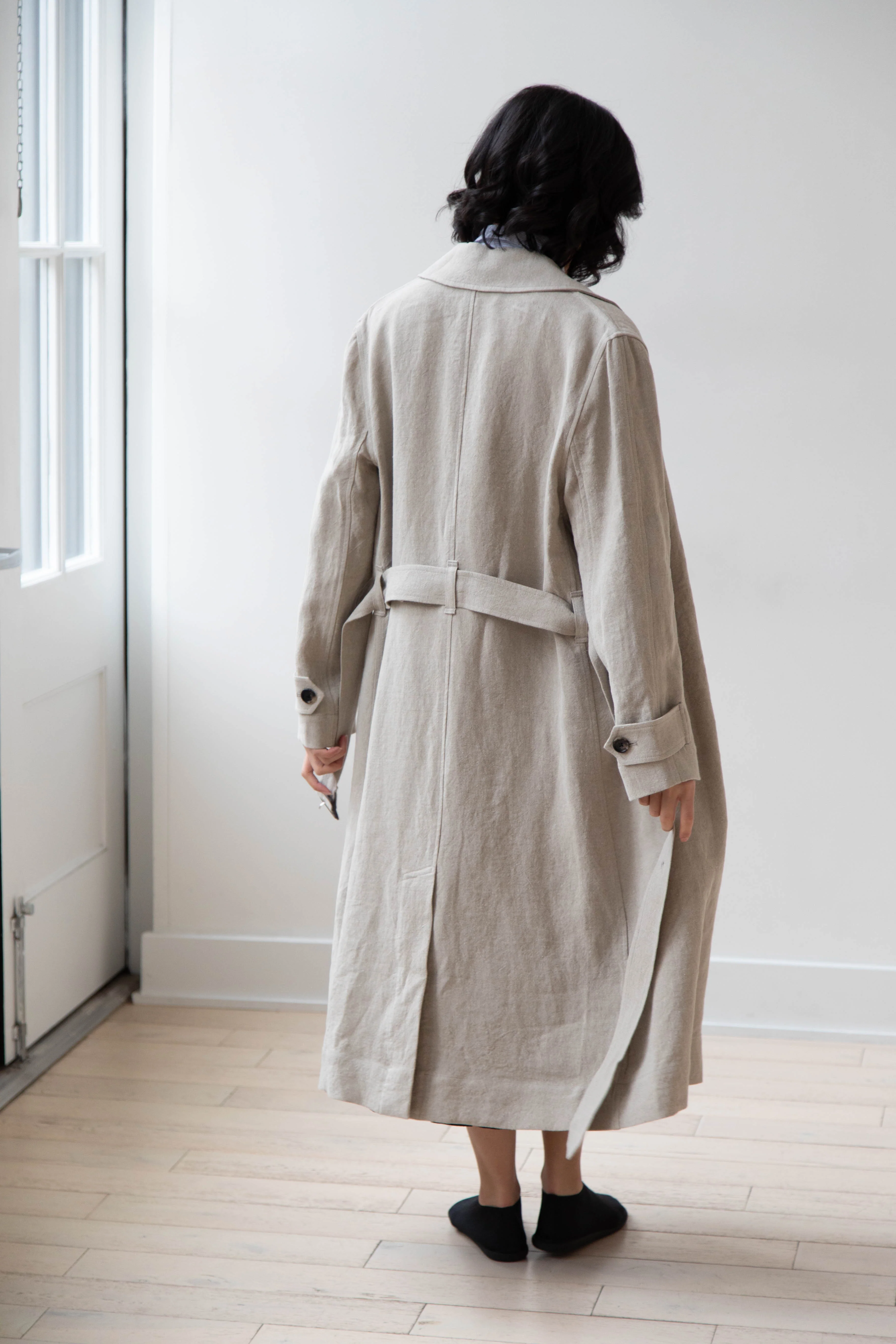 Margaret Howell | Fly Front Mac in Natural Linen - Image 16