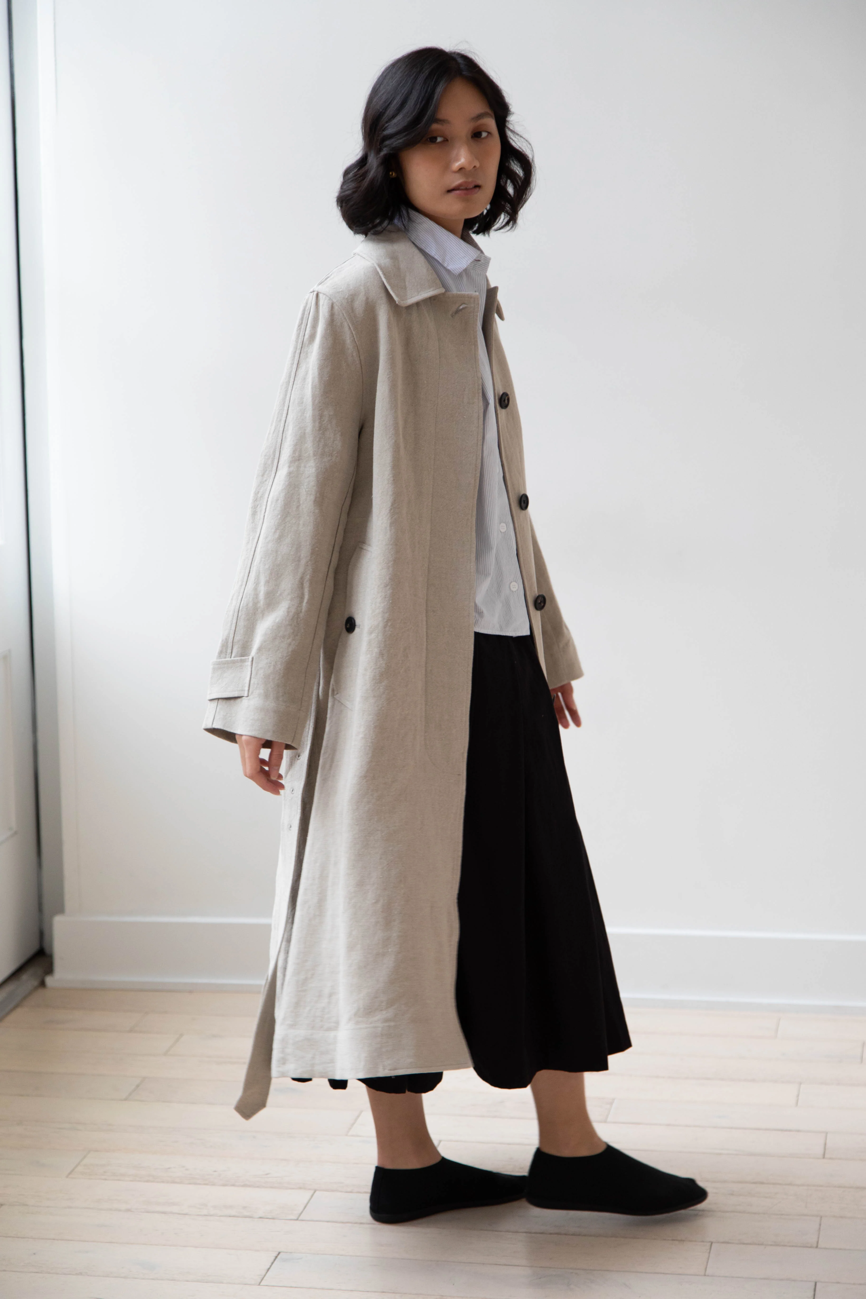 Margaret Howell | Fly Front Mac in Natural Linen - Image 19