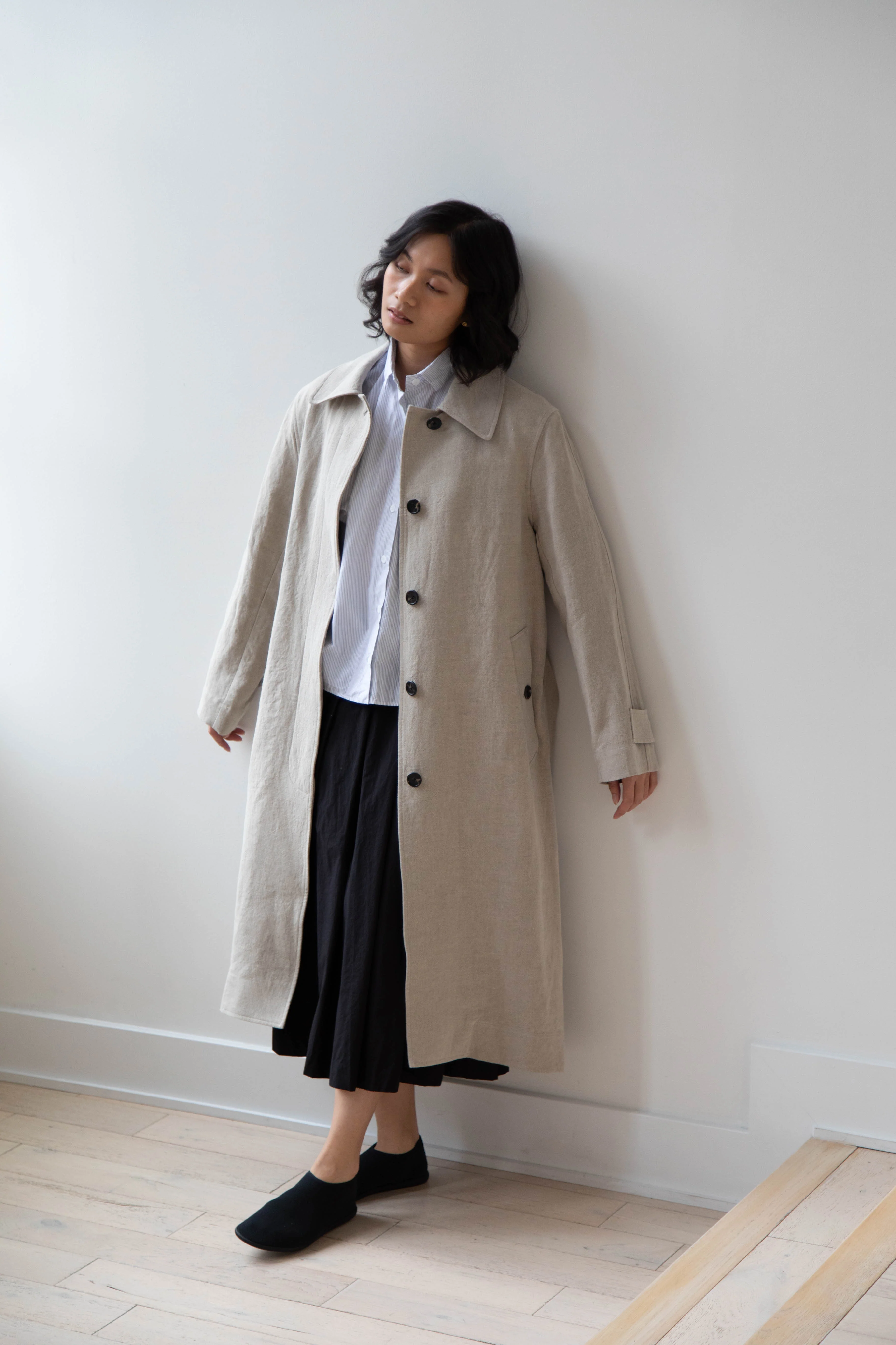Margaret Howell | Fly Front Mac in Natural Linen - Image 21
