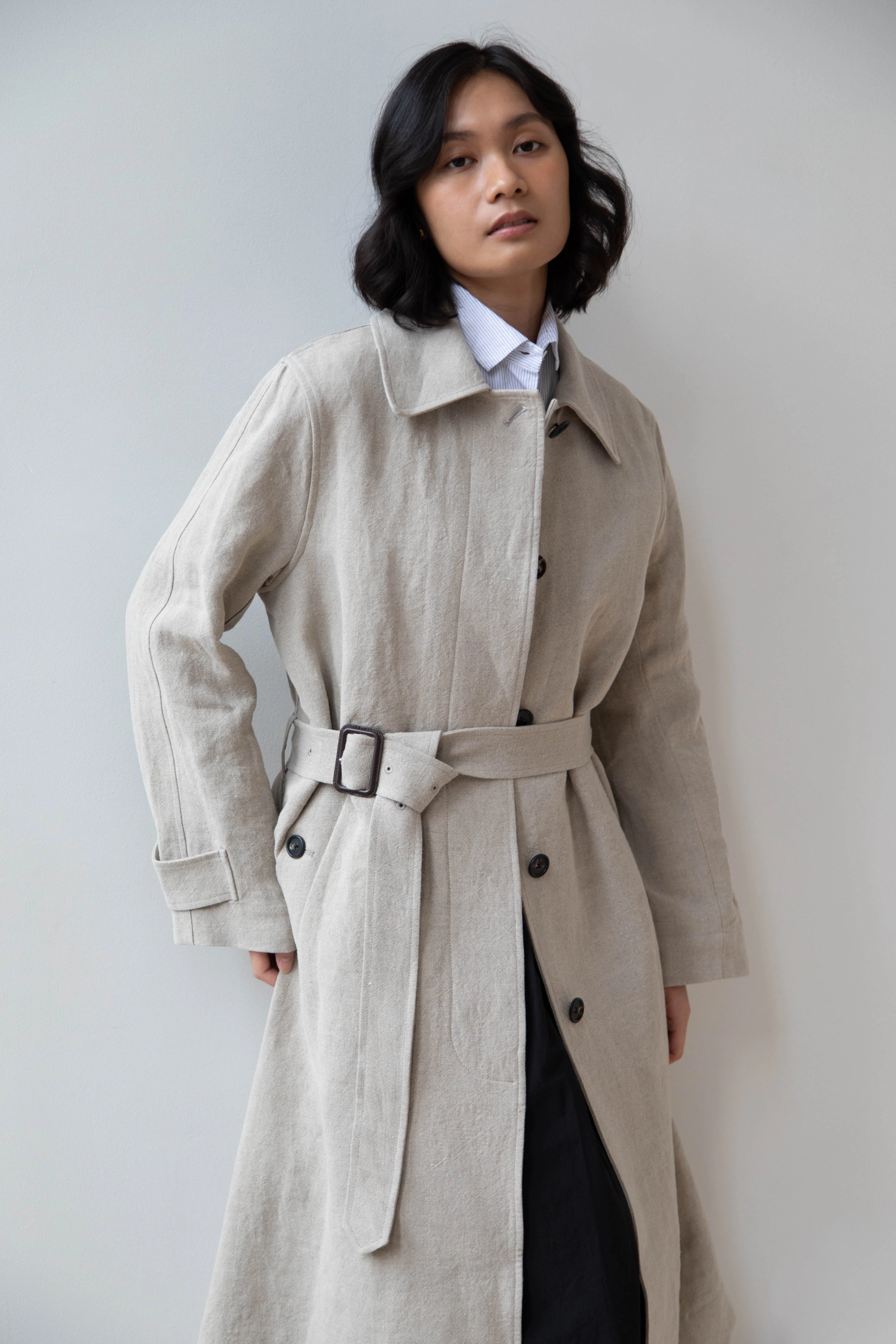 Margaret Howell | Fly Front Mac in Natural Linen - Image 24