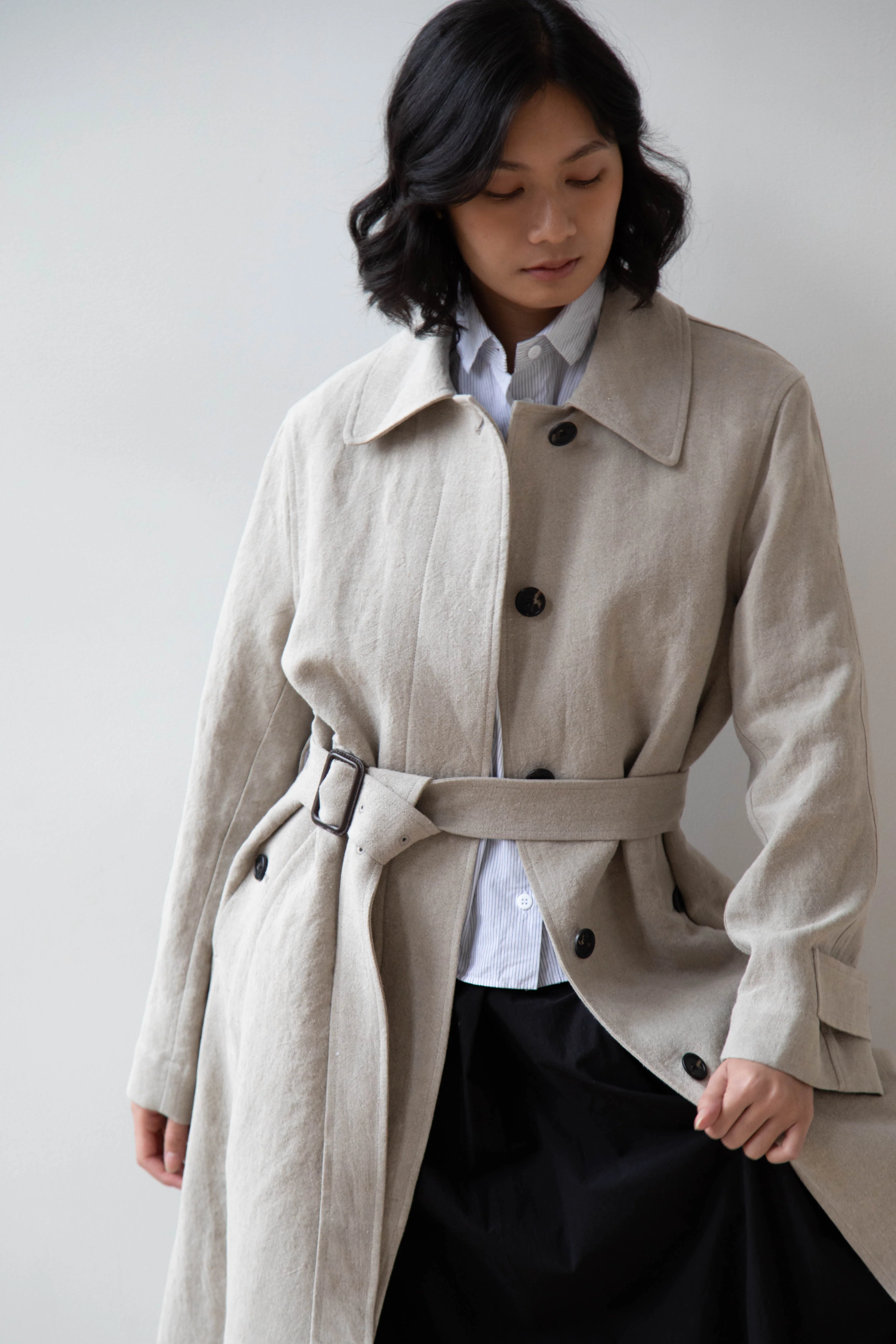Margaret Howell | Fly Front Mac in Natural Linen - Image 25