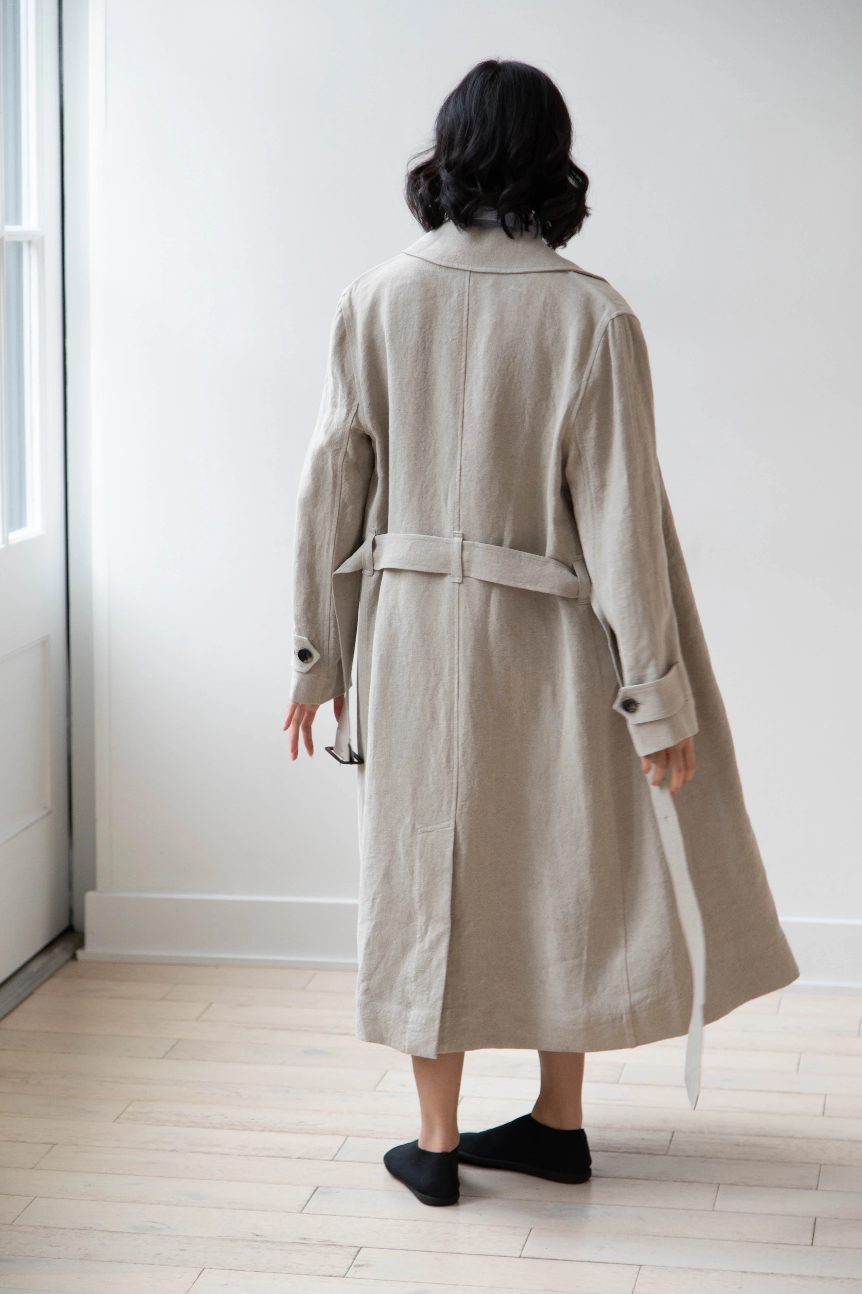 Margaret Howell | Fly Front Mac in Natural Linen - Image 3