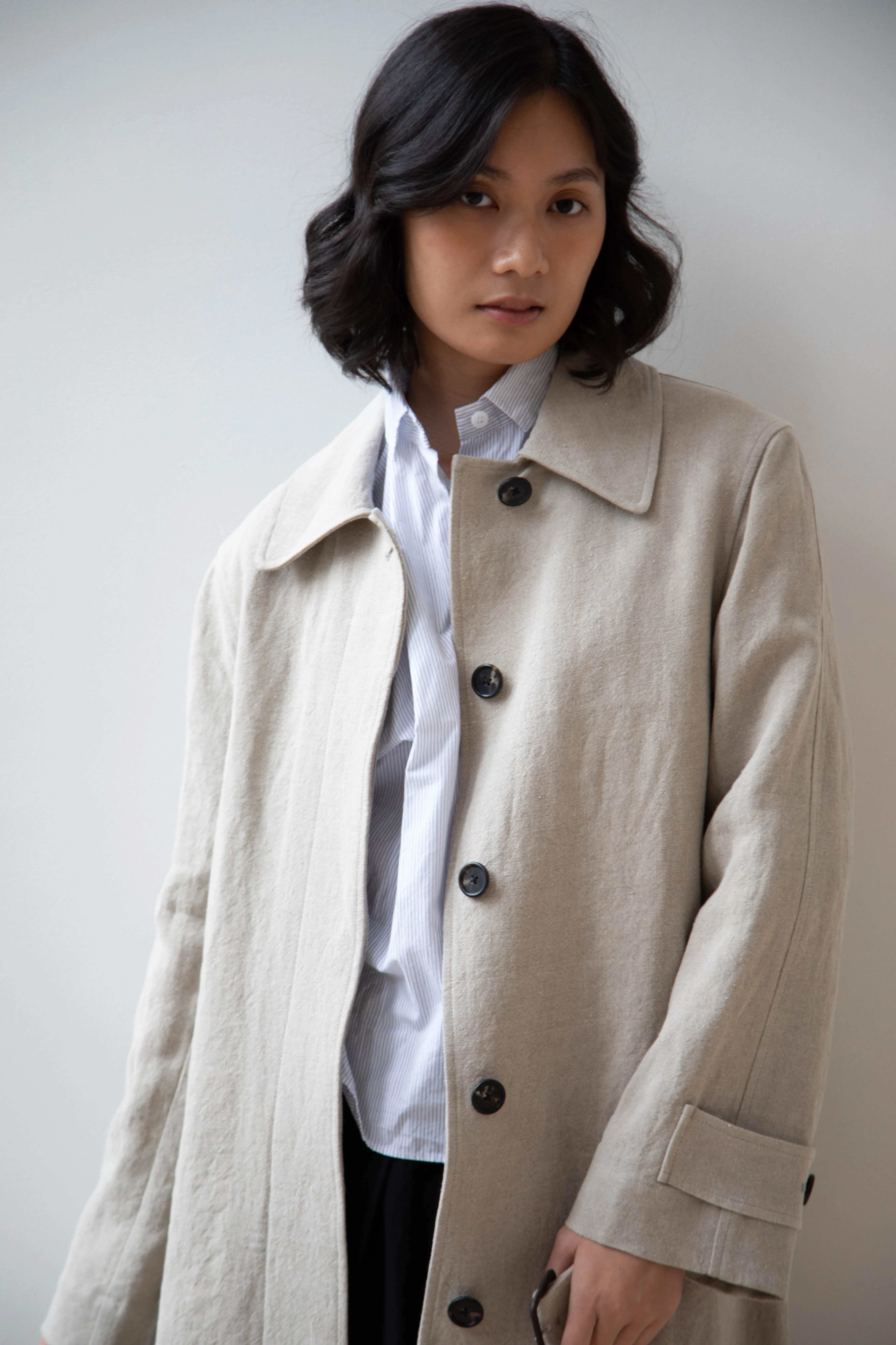Margaret Howell | Fly Front Mac in Natural Linen - Image 35