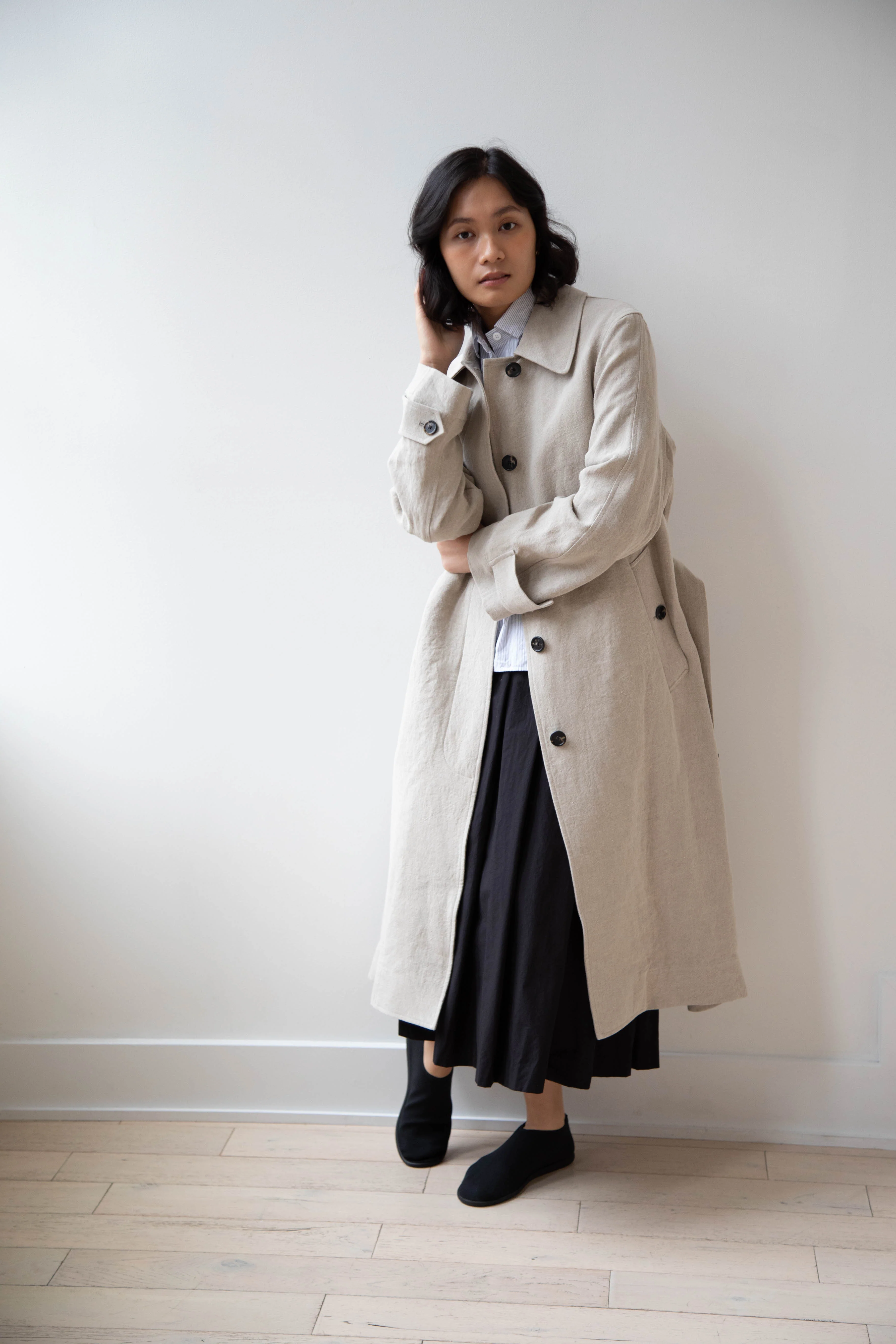 Margaret Howell | Fly Front Mac in Natural Linen - Image 37