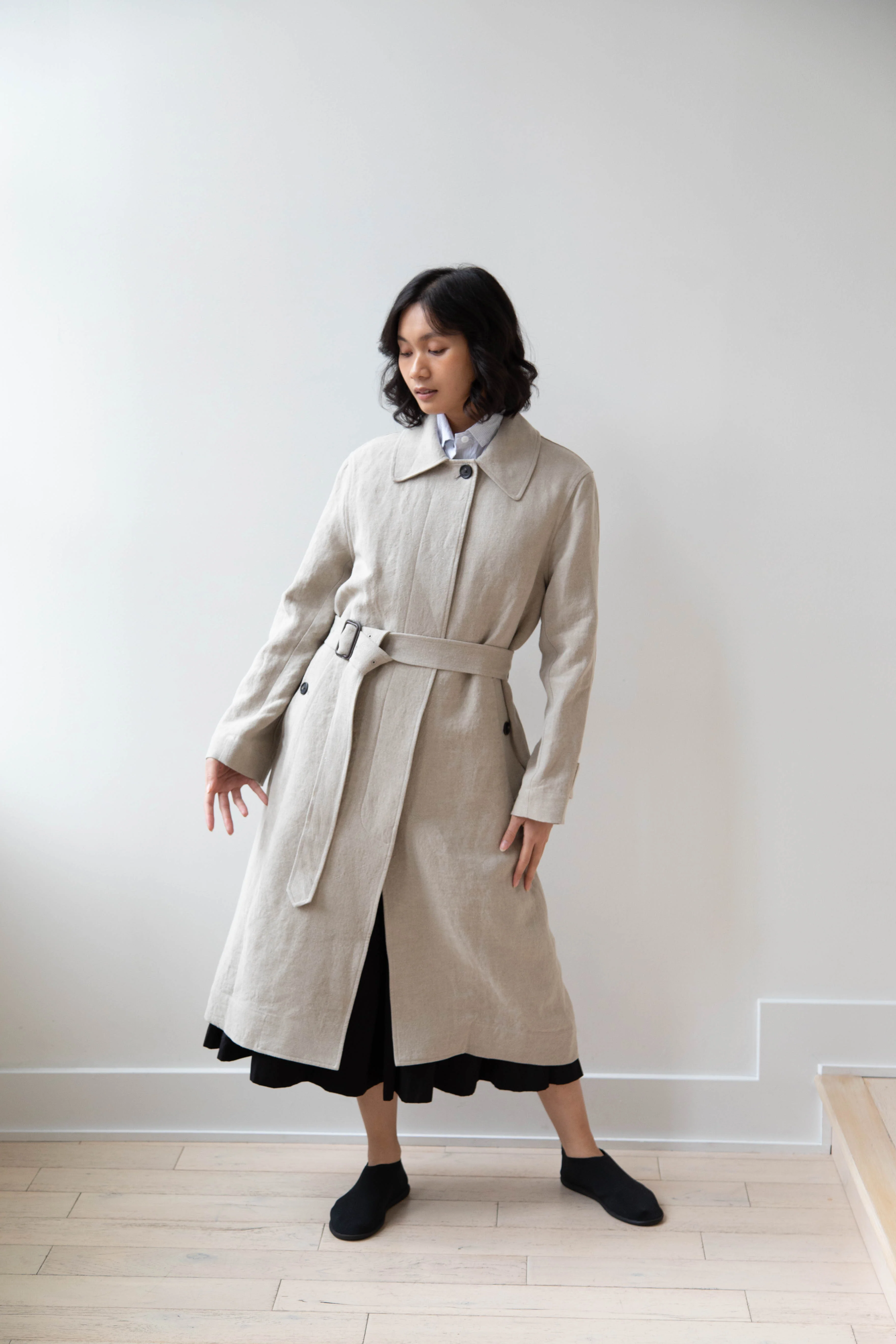 Margaret Howell | Fly Front Mac in Natural Linen - Image 39
