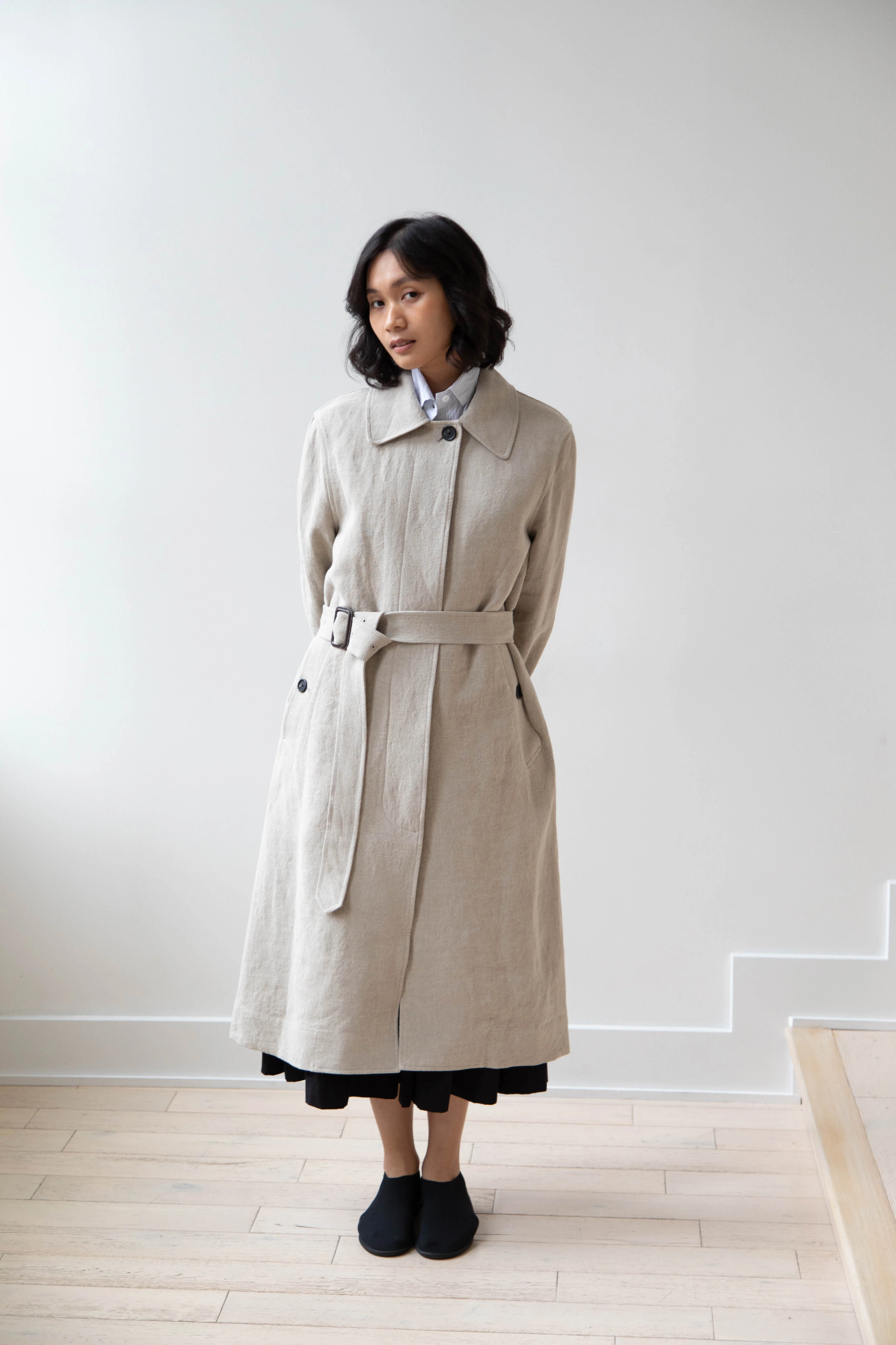 Margaret Howell | Fly Front Mac in Natural Linen - Image 40