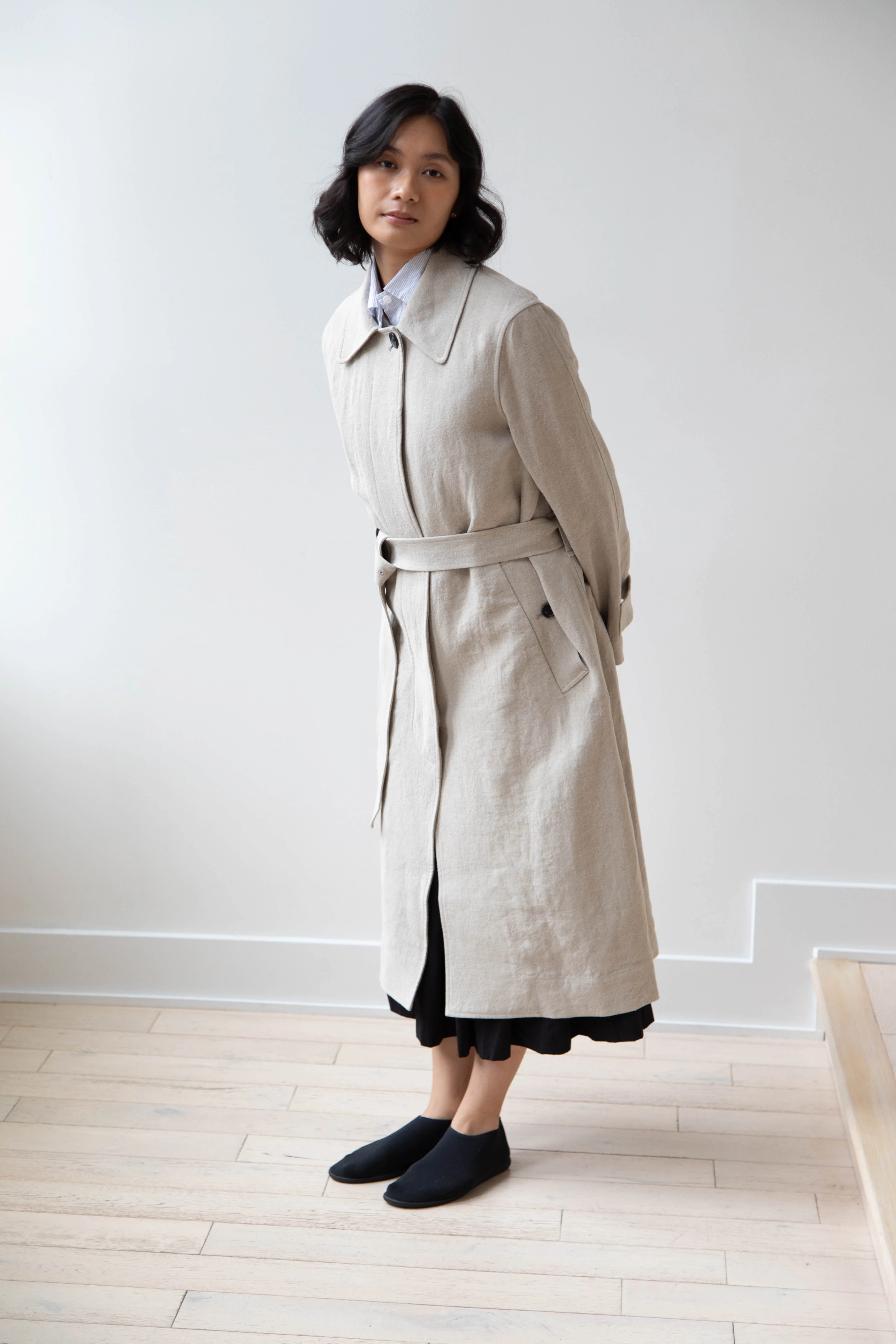 Margaret Howell | Fly Front Mac in Natural Linen - Image 41