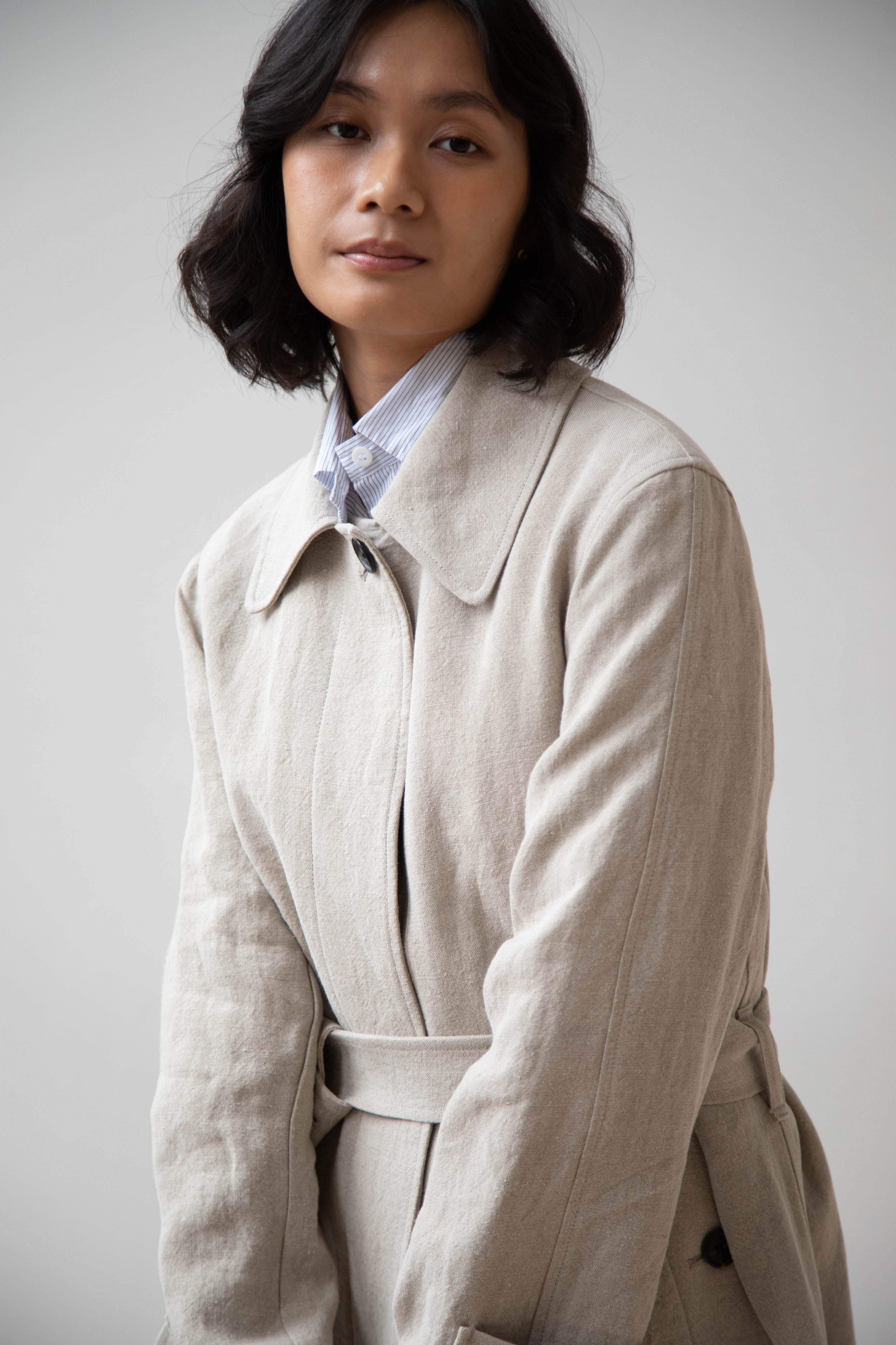 Margaret Howell | Fly Front Mac in Natural Linen - Image 42