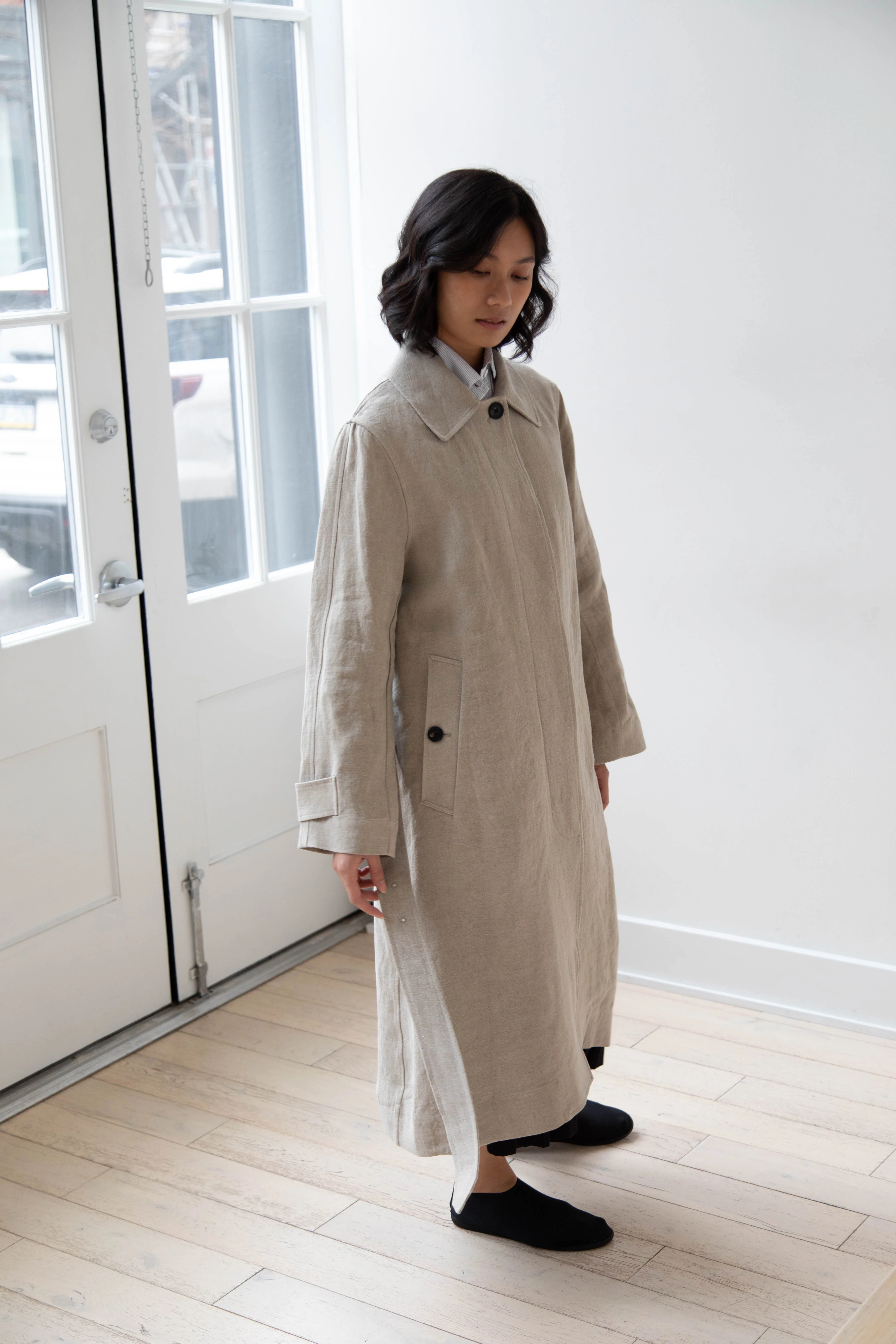 Margaret Howell | Fly Front Mac in Natural Linen - Image 47