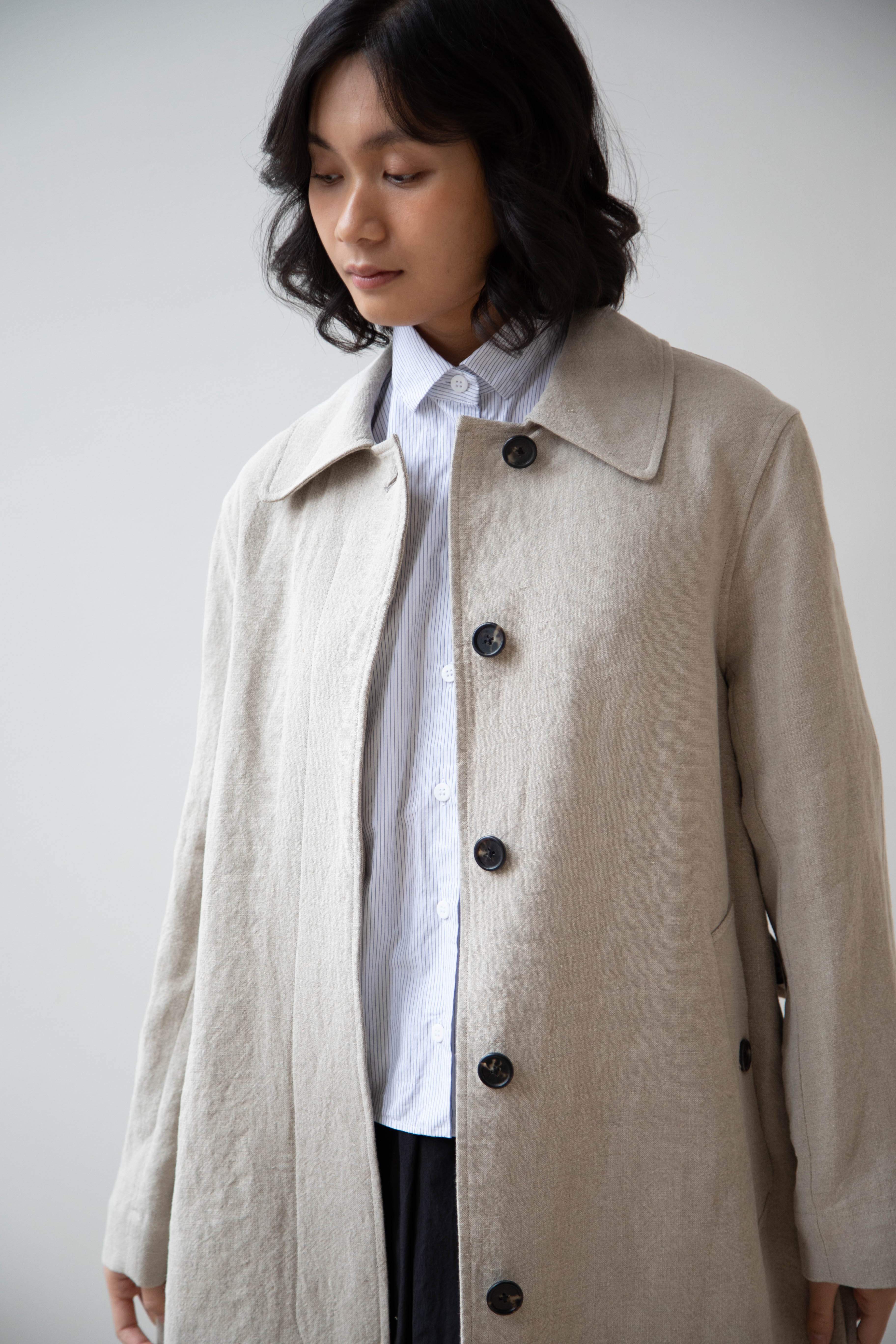 Margaret Howell | Fly Front Mac in Natural Linen - Image 7