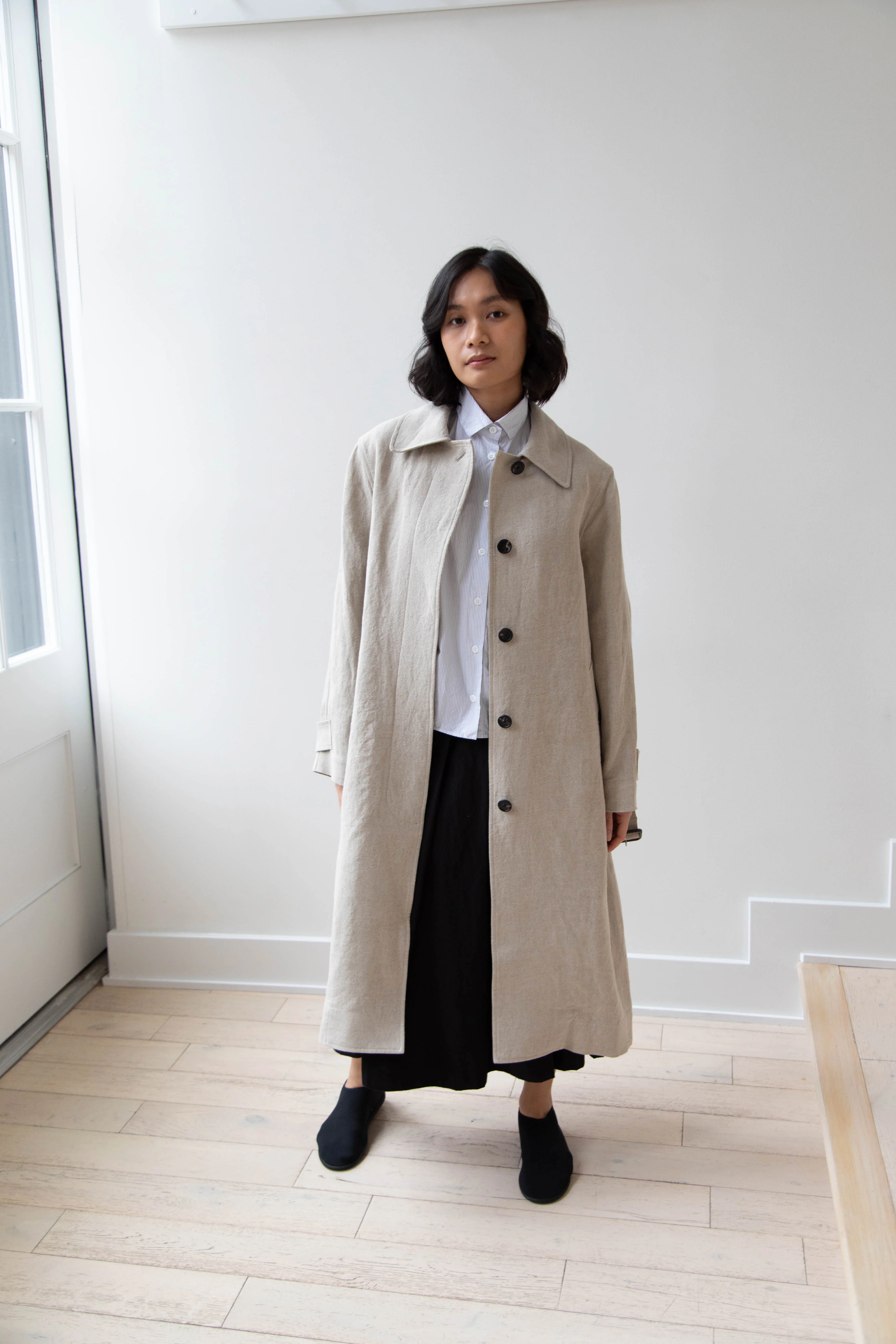 Margaret Howell | Fly Front Mac in Natural Linen - Image 8