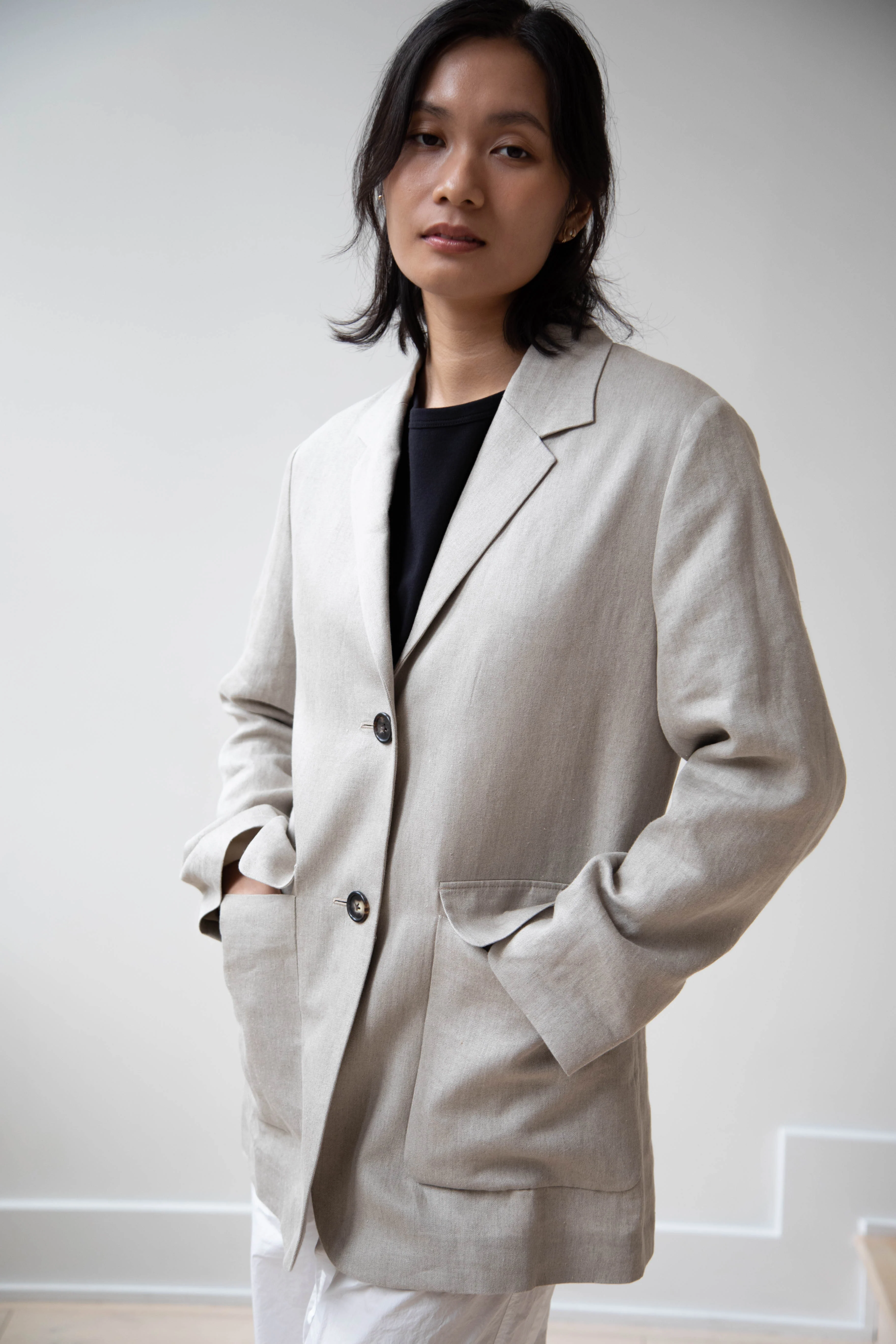 Margaret Howell | Patch Pocket Blazer in Natural - Image 3