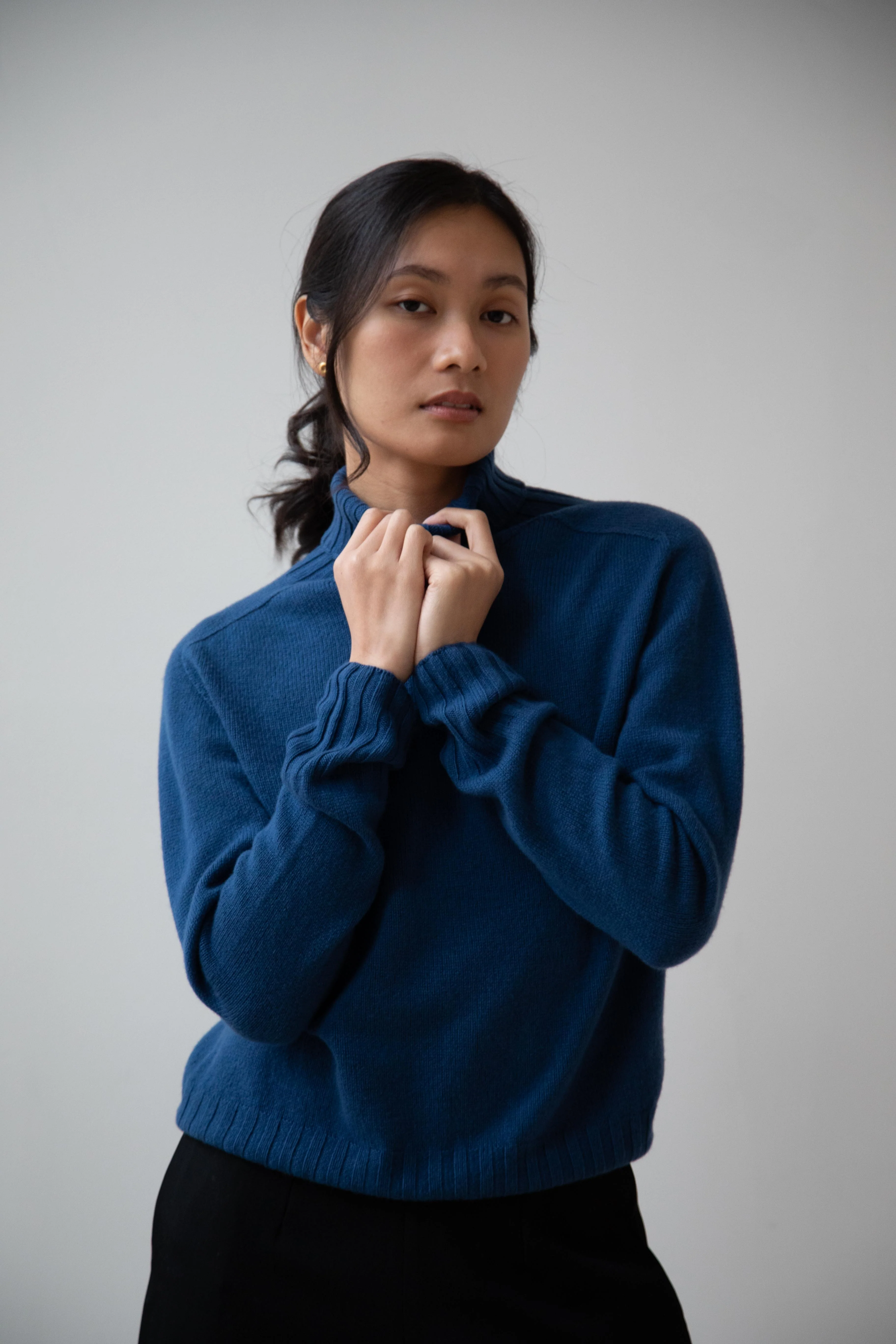 Margaret Howell | Wide Roll Neck Sweater in Steel Blue - Image 10